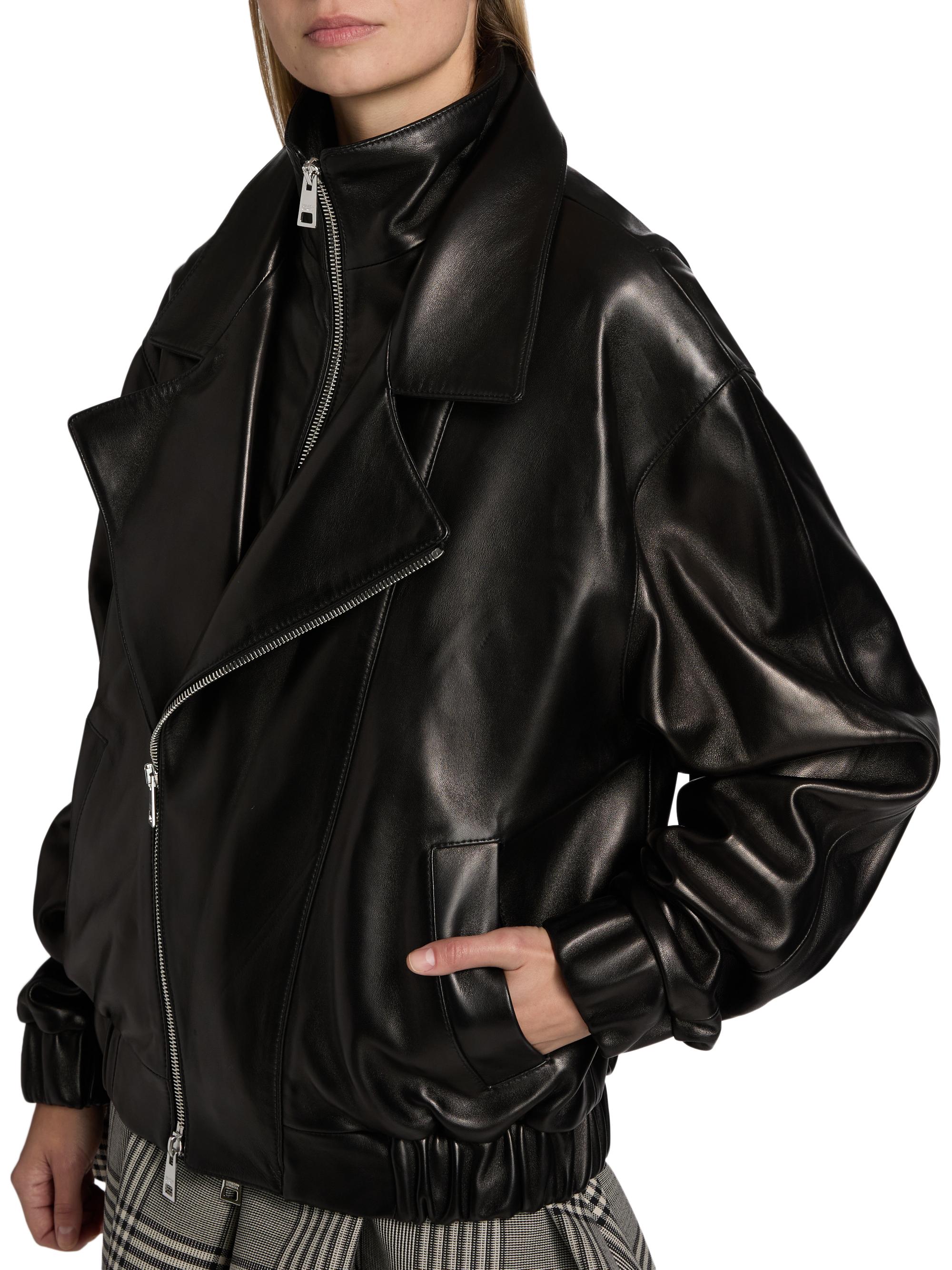 Brandon Maxwell Emmett Leather Double-Zip Moto Jacket | Saks Fifth