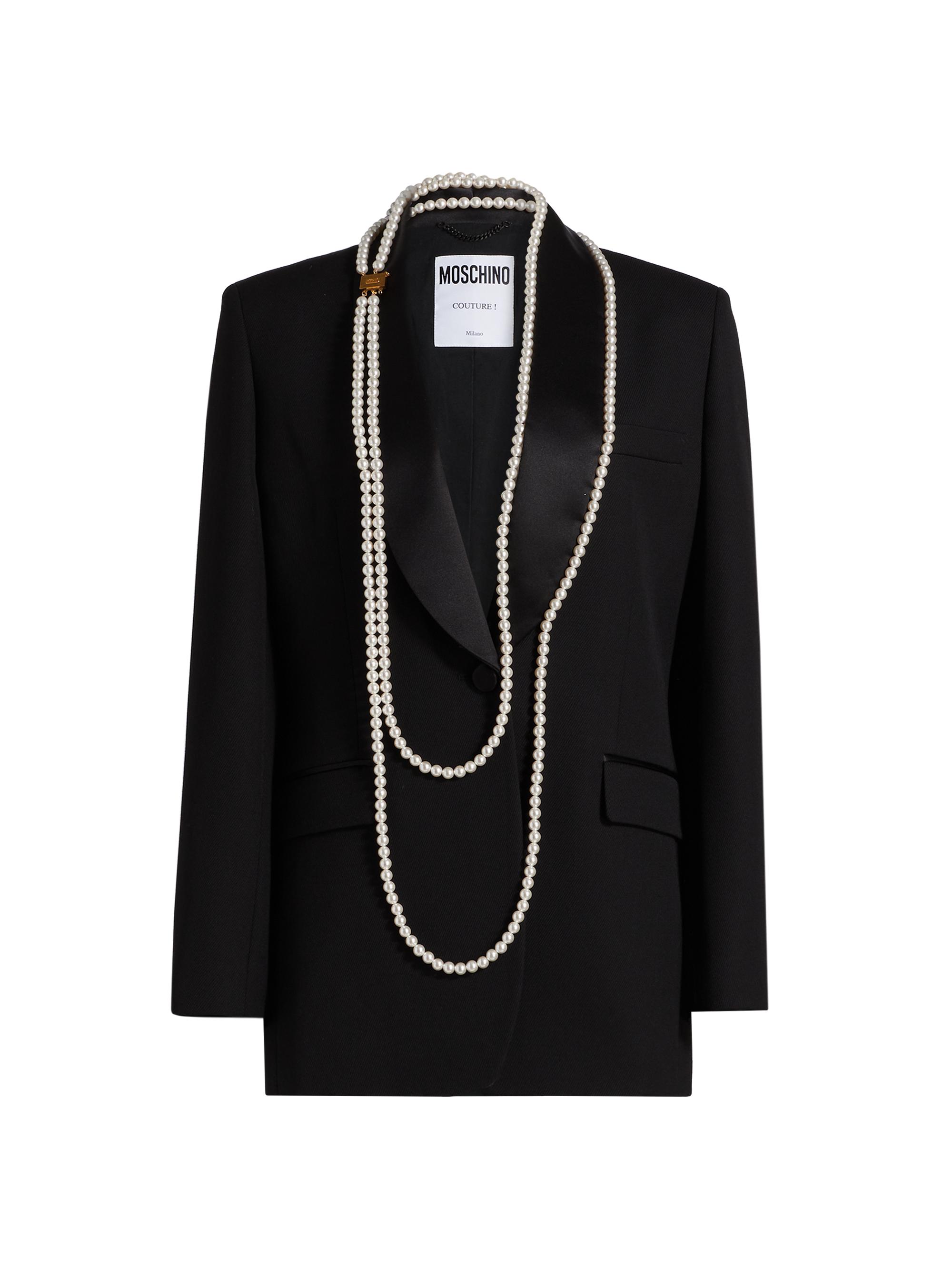 Moschino Women's Pearl Necklace Wool-Blend Jacket - Multi Black | Thumbnail 8