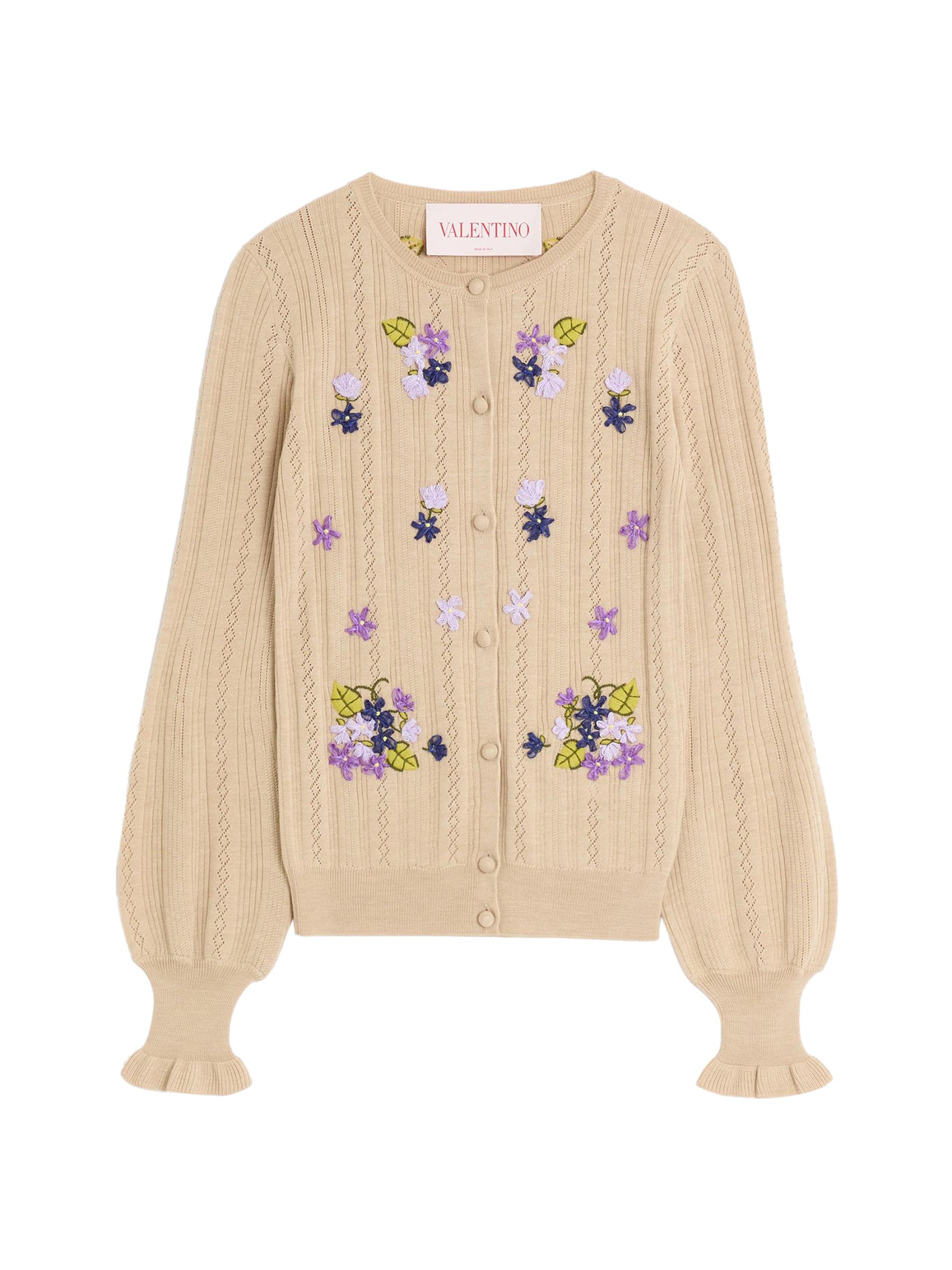 Valentino Garavani Women's Embroidered Wool Cardigan - Black Multicolor