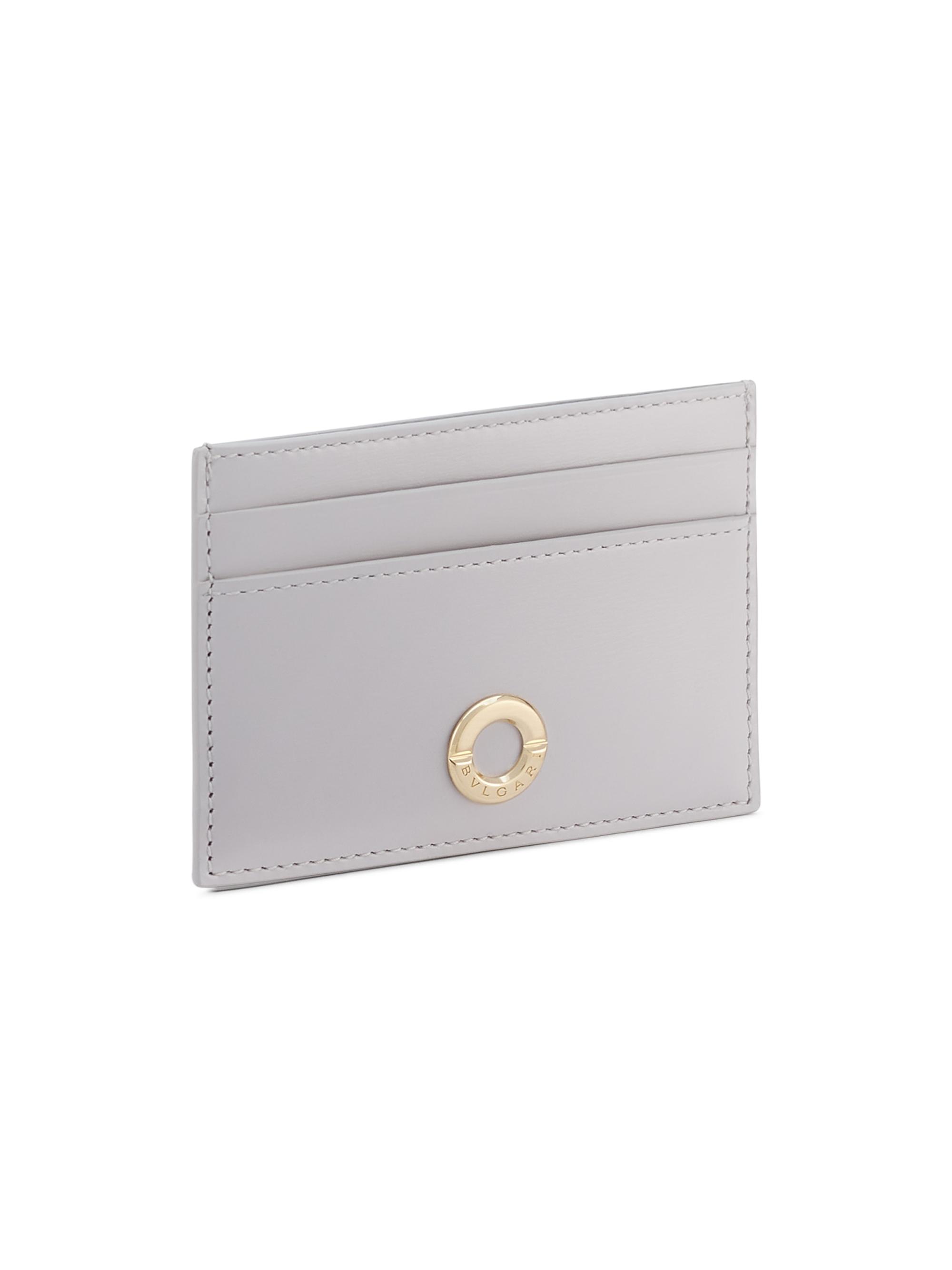 BVLGARI Women's Logo Leather Card Holder - Light Grey