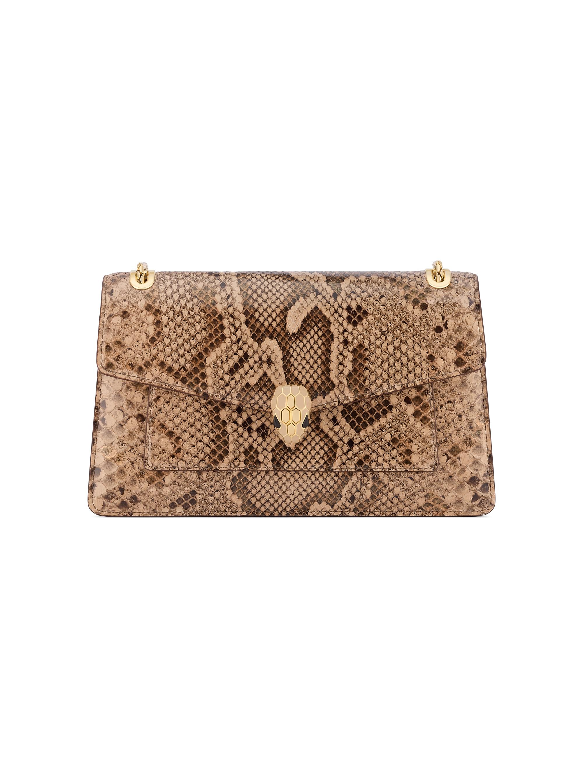 BVLGARI Women's Serpenti Forever Python Shoulder Bag - Travertine Bronze