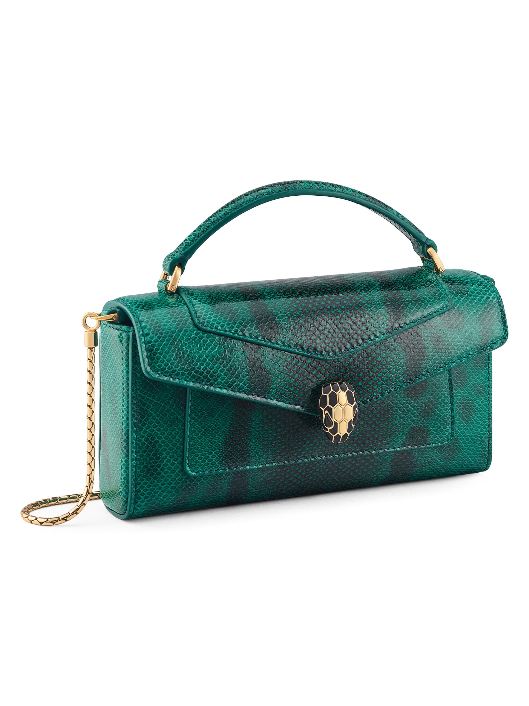 BVLGARI Women's Serpenti Forever Snakeskin-Embossed Leather Top Handle Bag - Smeraldo Prezioso