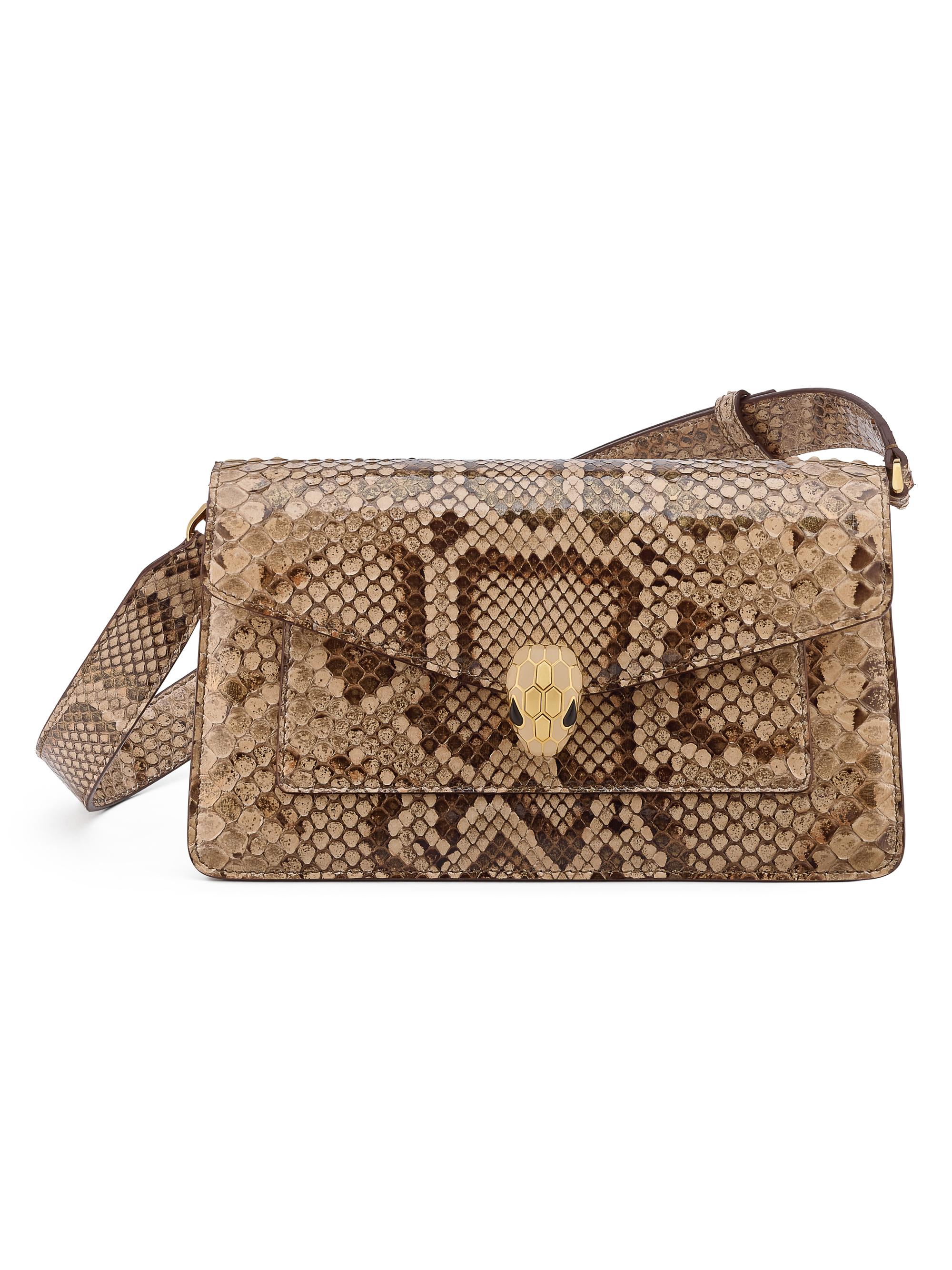 BVLGARI Women's Serpenti Forever Snakeskin-Embossed Leather Shoulder Bag - Travertine Bronze