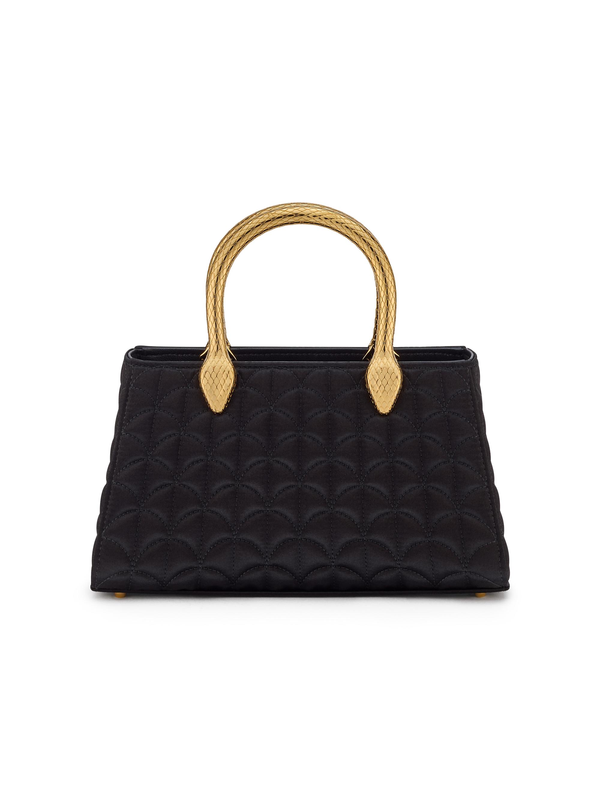 BVLGARI Women's Serpenti Textured Satin Top Handle Bag - Black