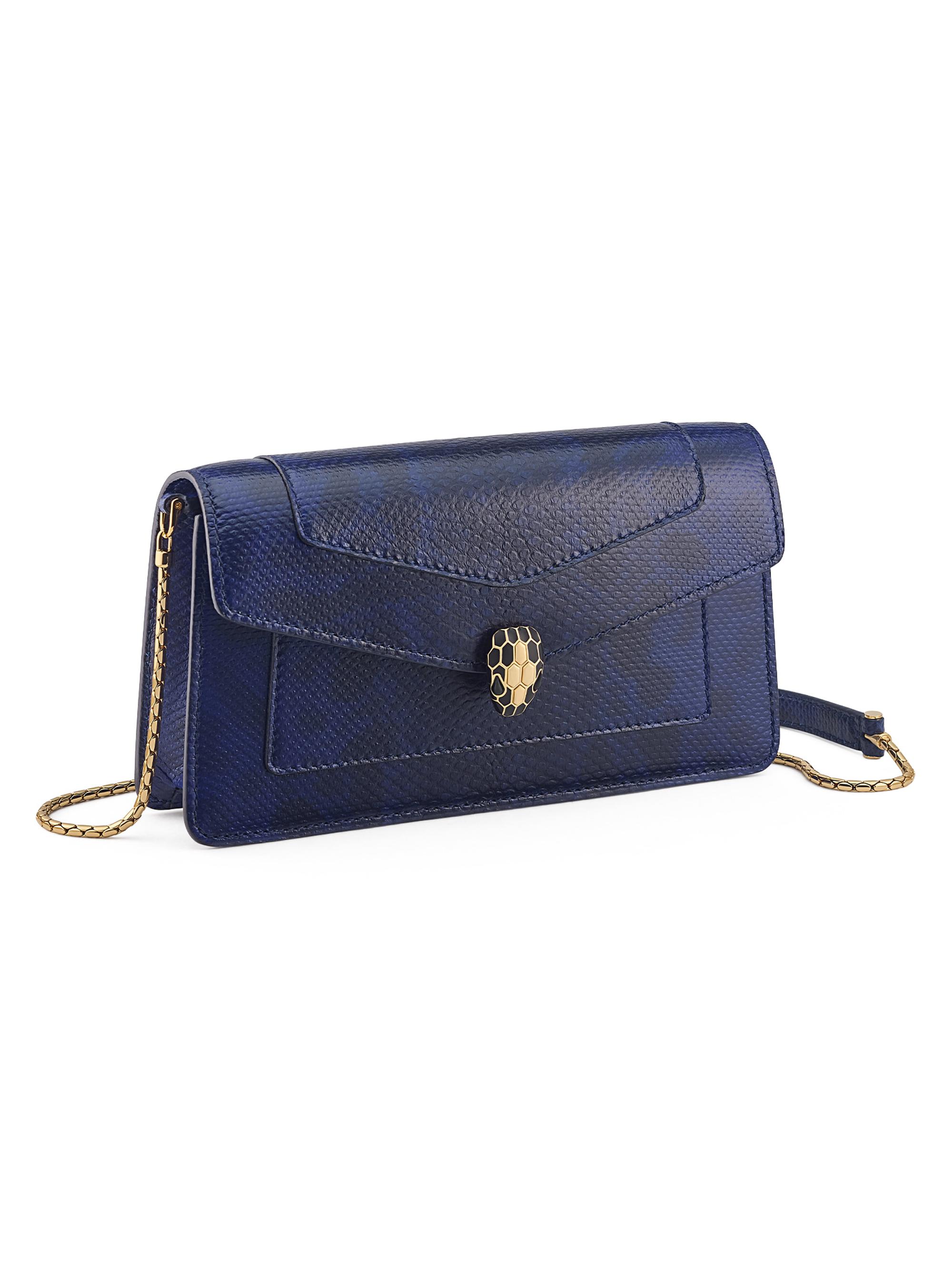 BVLGARI Women's Serpenti Snakeskin-Embossed Leather Pochette - Lapis