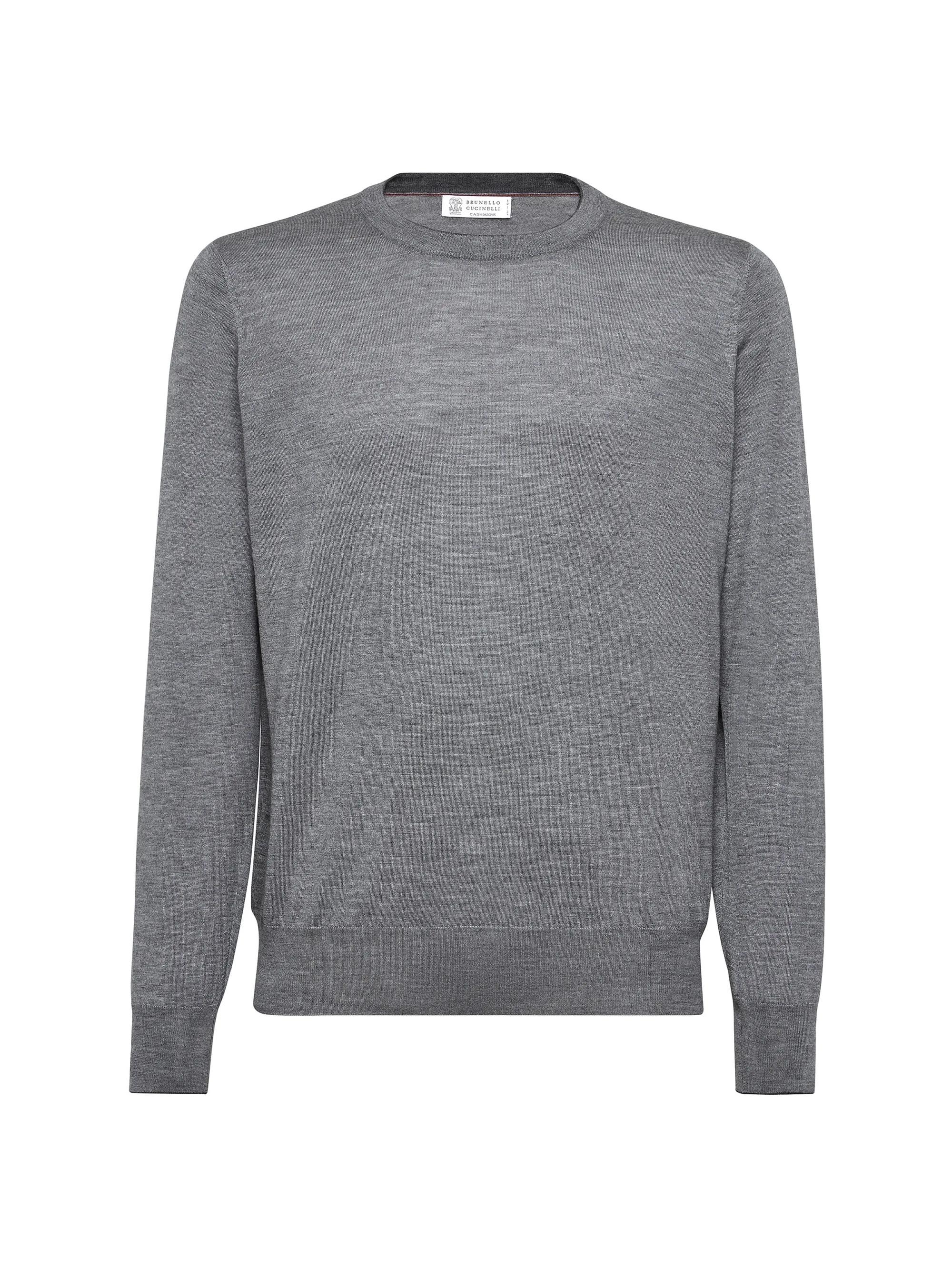 Brunello Cucinelli Men's Lightweight Cashmere and Silk Crew-Neck Sweater - Dark Grey