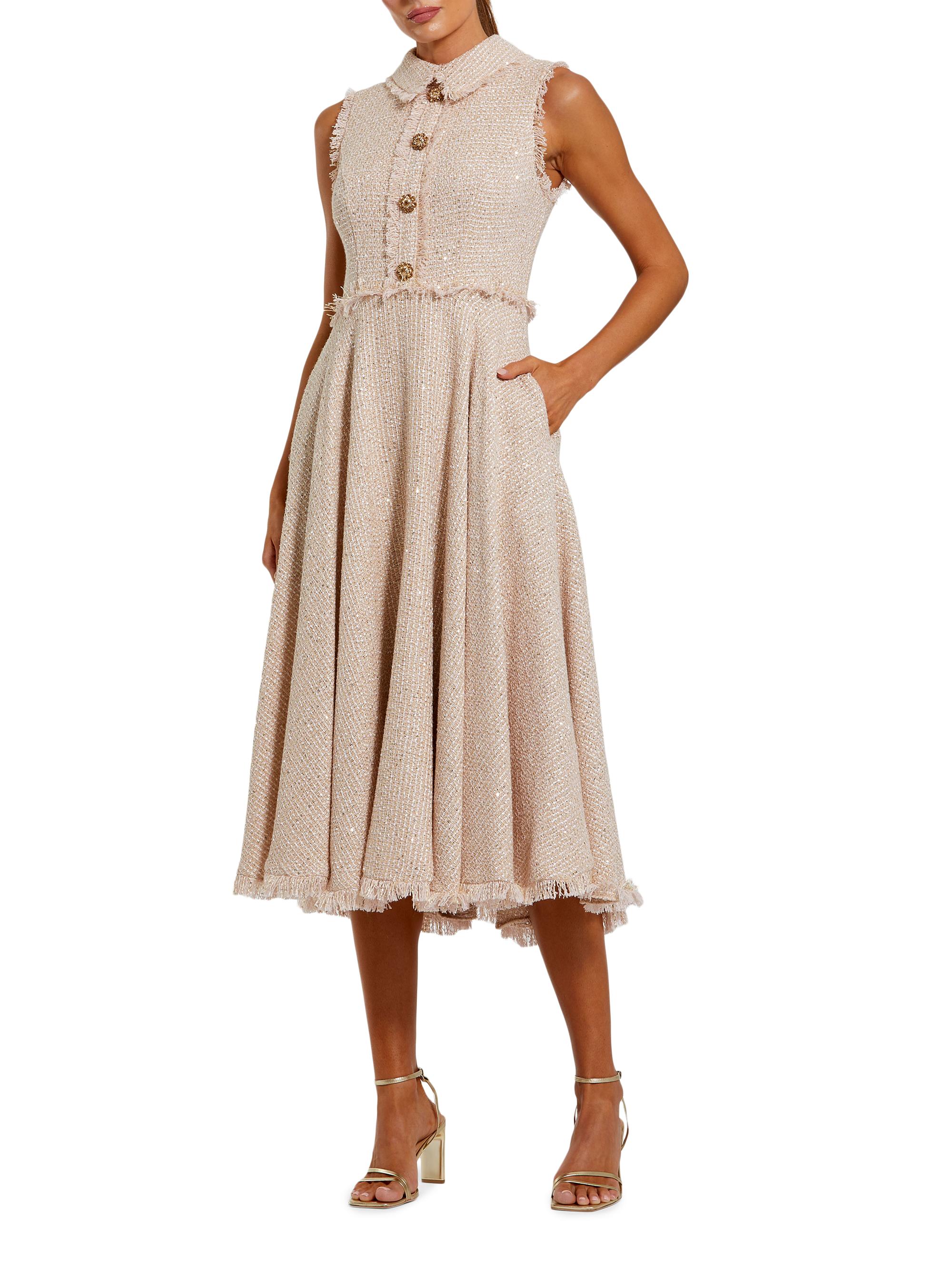 Mac Duggal Women's Bouclé Button-Front Midi-Dress - Blush