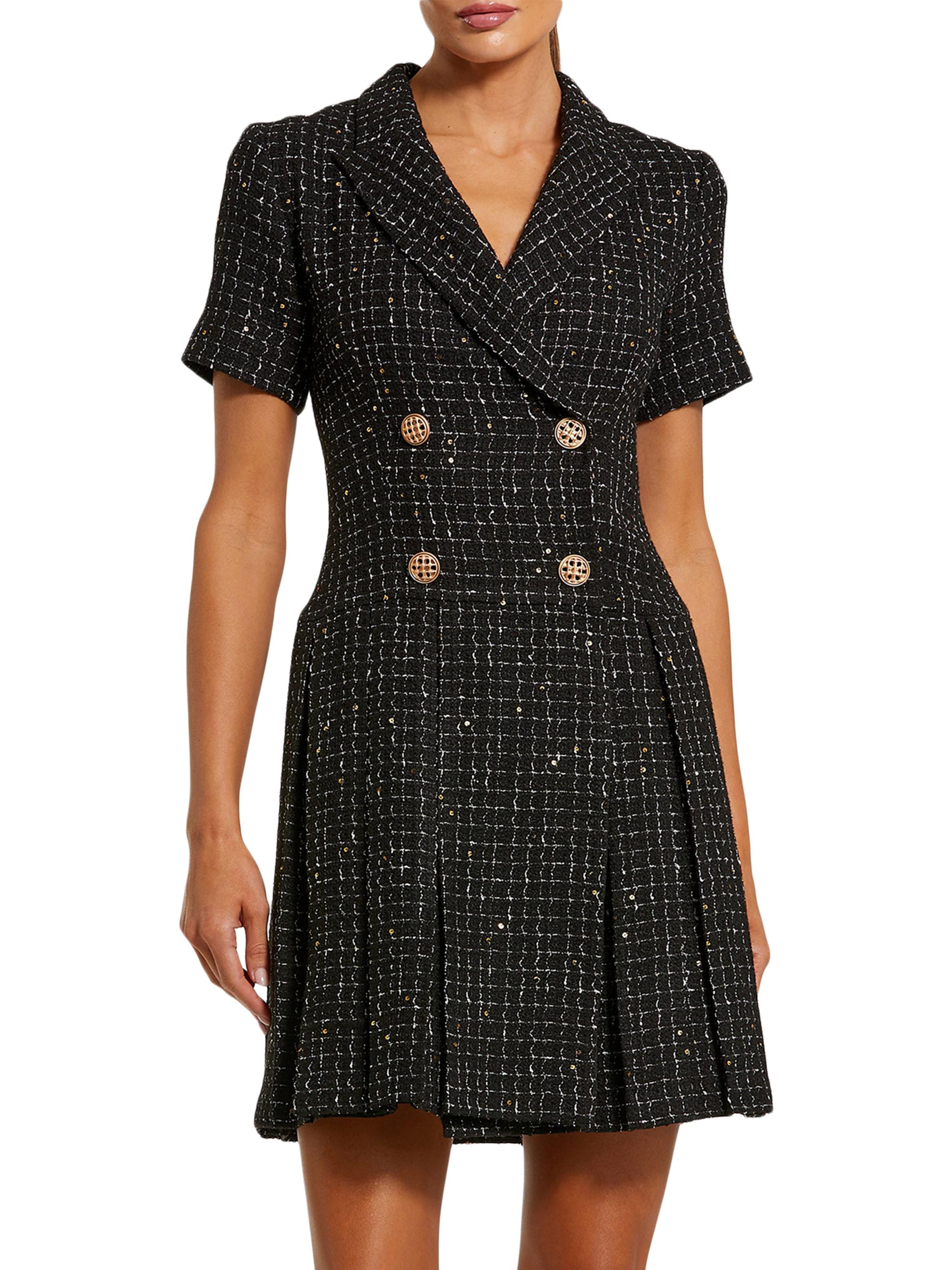 Mac Duggal Women's Tweed Blazer Minidress - Black