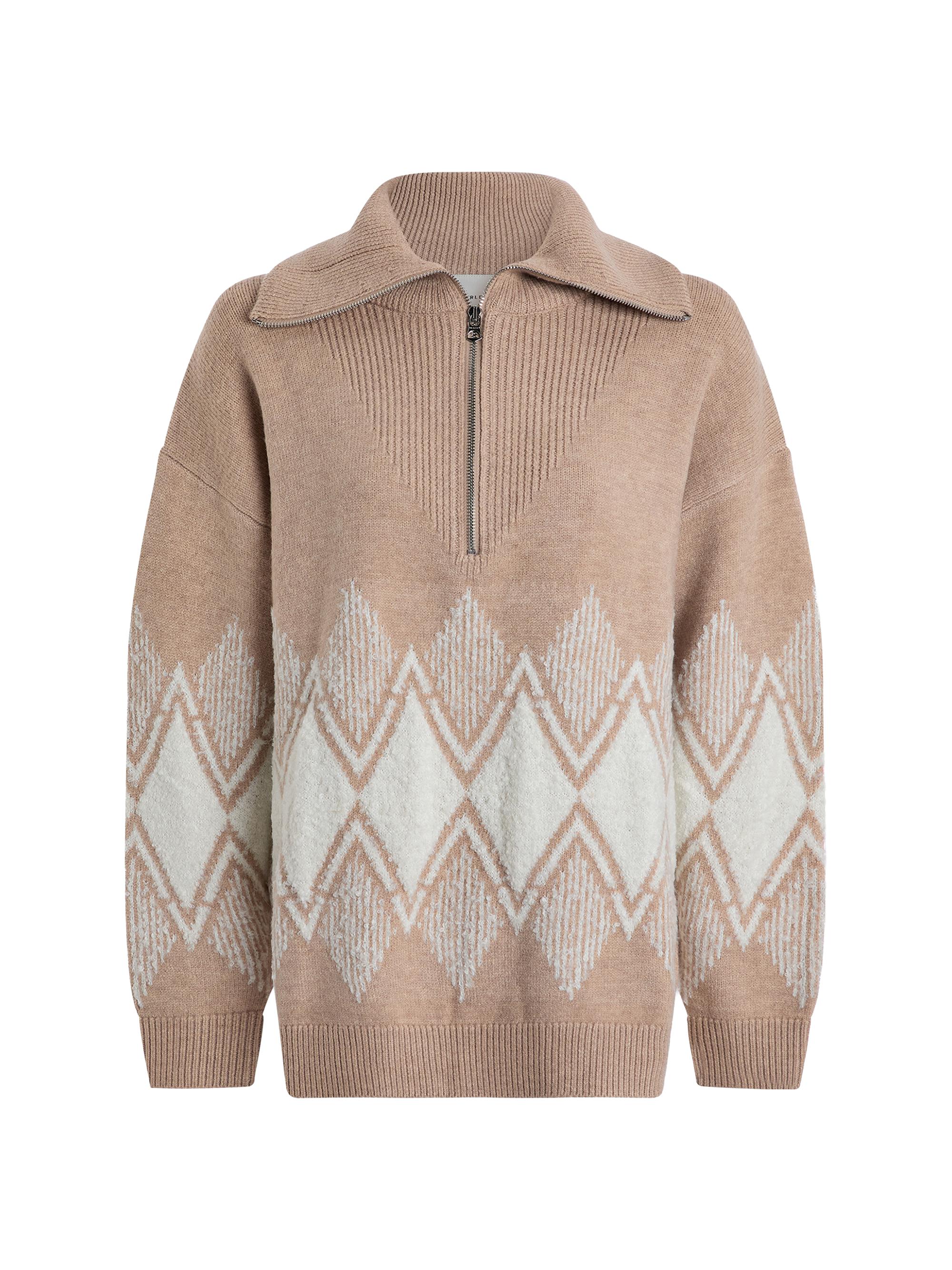 Varley Women's Betty Geometric Half-Zip Sweater - Light Taupe