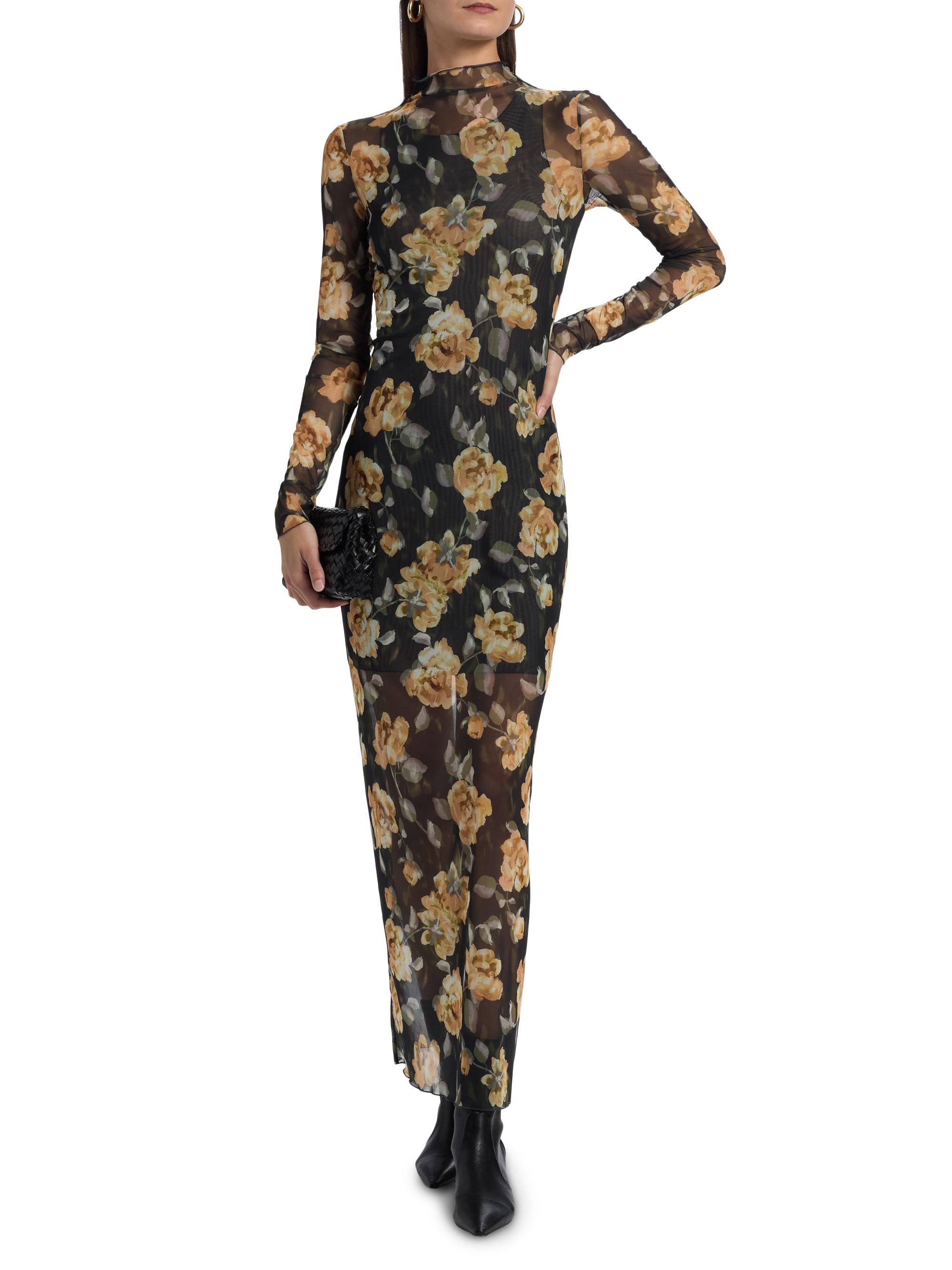 knee length dresses for ladies 90s Floral Sheer Mesh Maxi Slip Dress main image 0