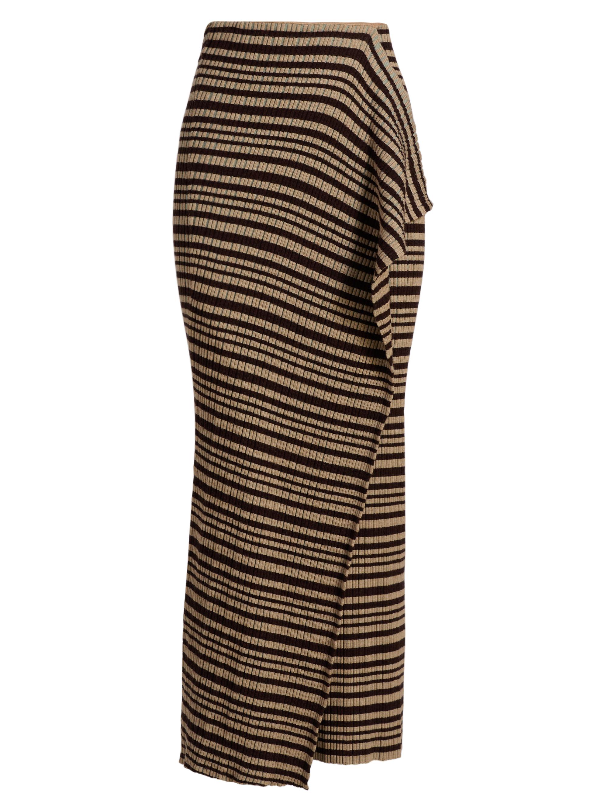 Nanushka Women's Grow Nitsa Striped Wool-Blend Midi-Skirt - Black Brown Green Stripe