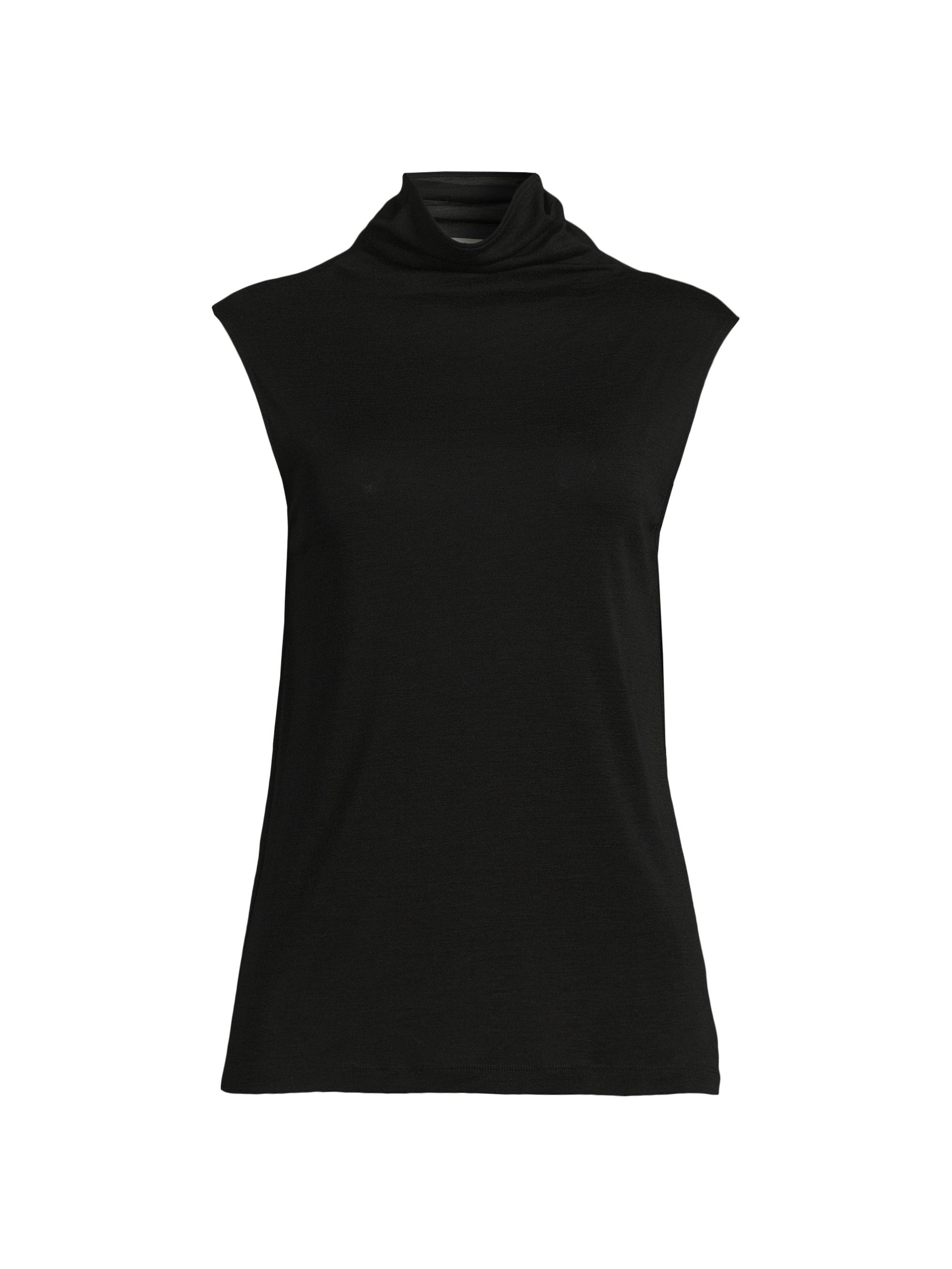 Rue Sophie Women's Lilou Mock Turtleneck Sleeveless Wool Top - Black