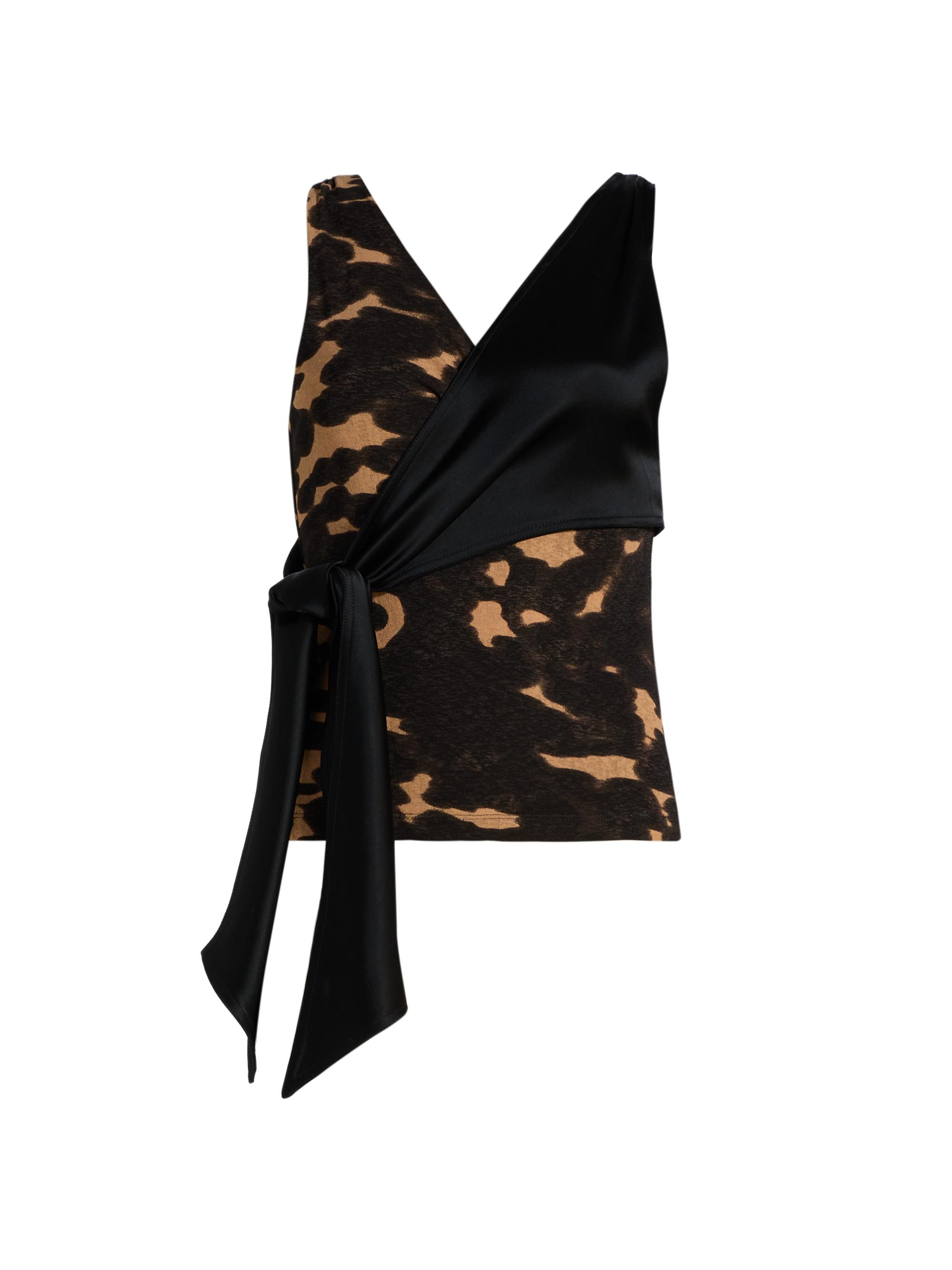 Nanushka Women's Grow Neca Draped Printed Top - Midnight Mocha Apricot Black