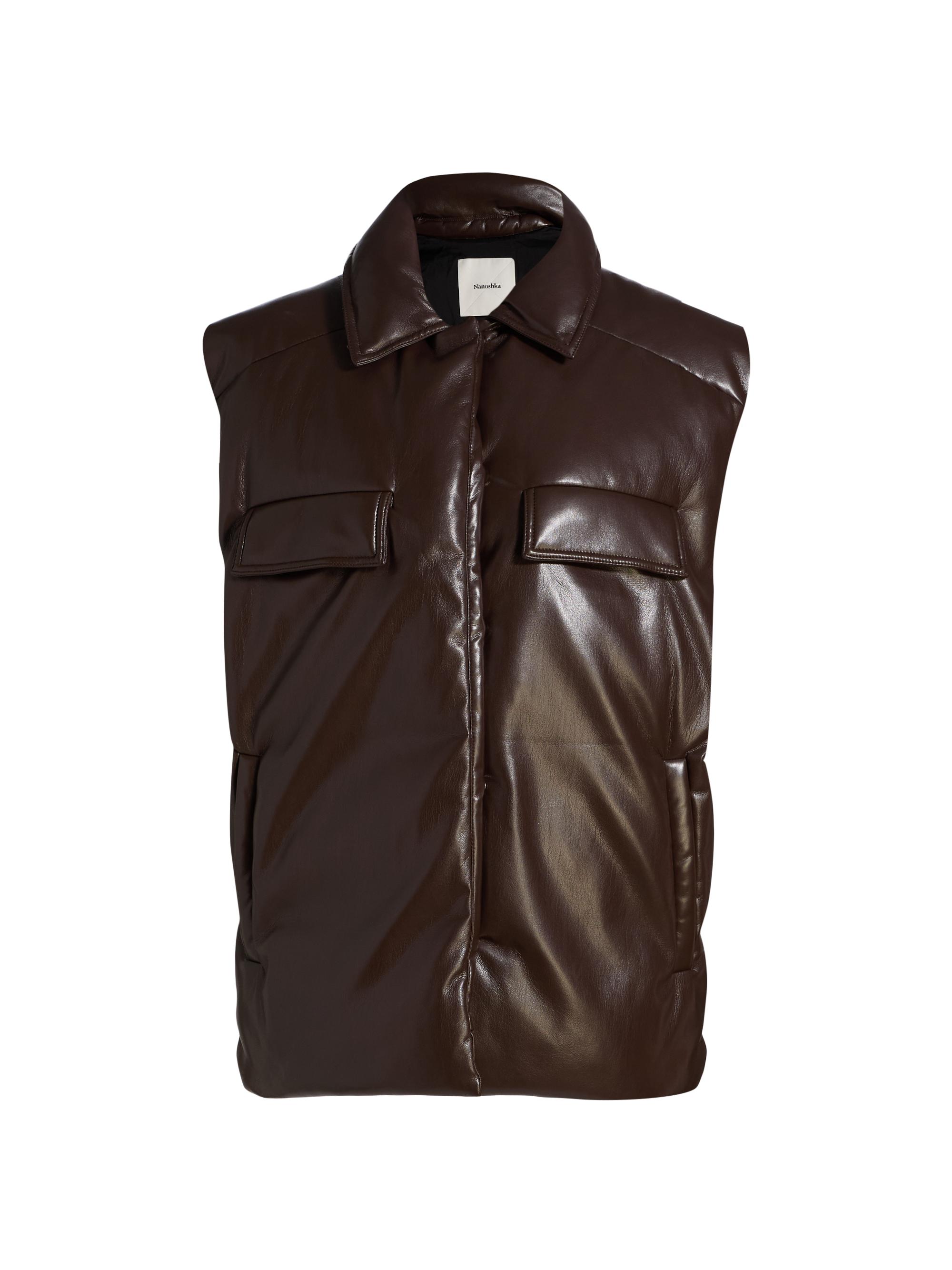 Nanushka Women's Grow Karlene Faux-Leather Padded Vest - Coffee Ground