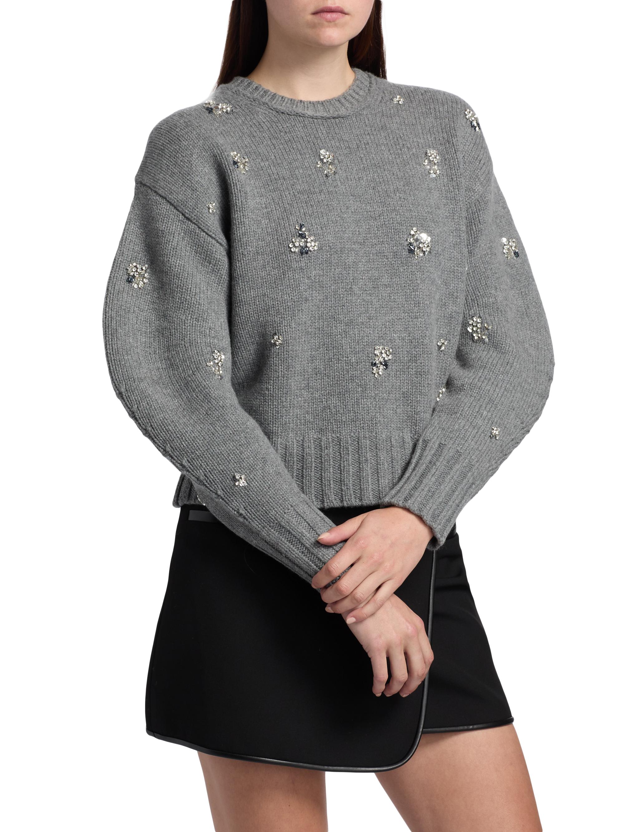 SIMKHAI Coraline Embellished Wool-Cashmere Crewneck Sweater | Saks