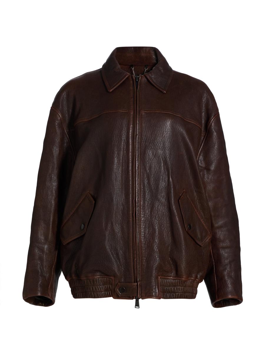 SIMKHAI Huntington Leather Oversized Jacket | Saks Fifth Avenue