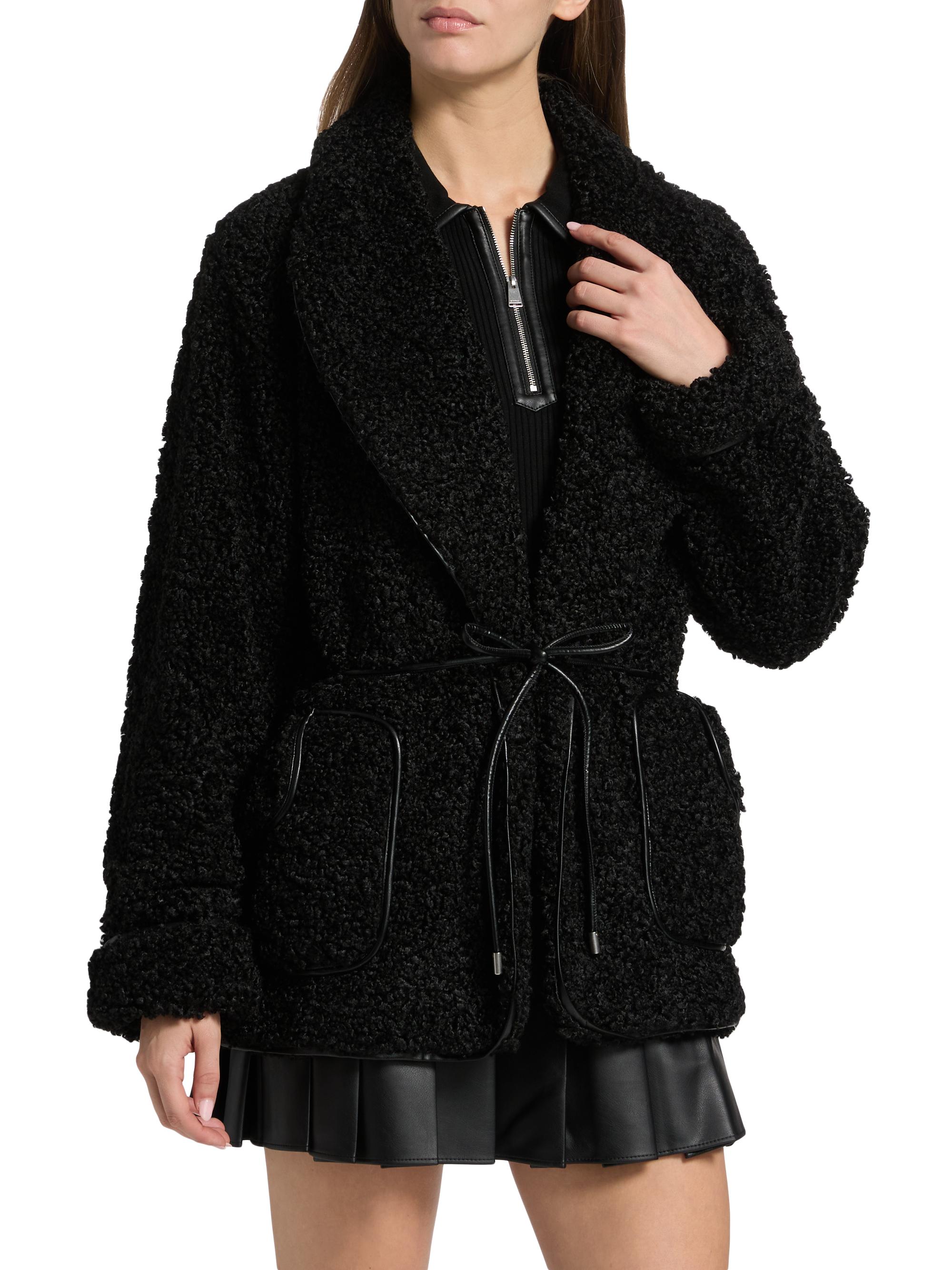 SIMKHAI Kimia Tie-Waist Faux Sherpa Jacket | Saks Fifth Avenue