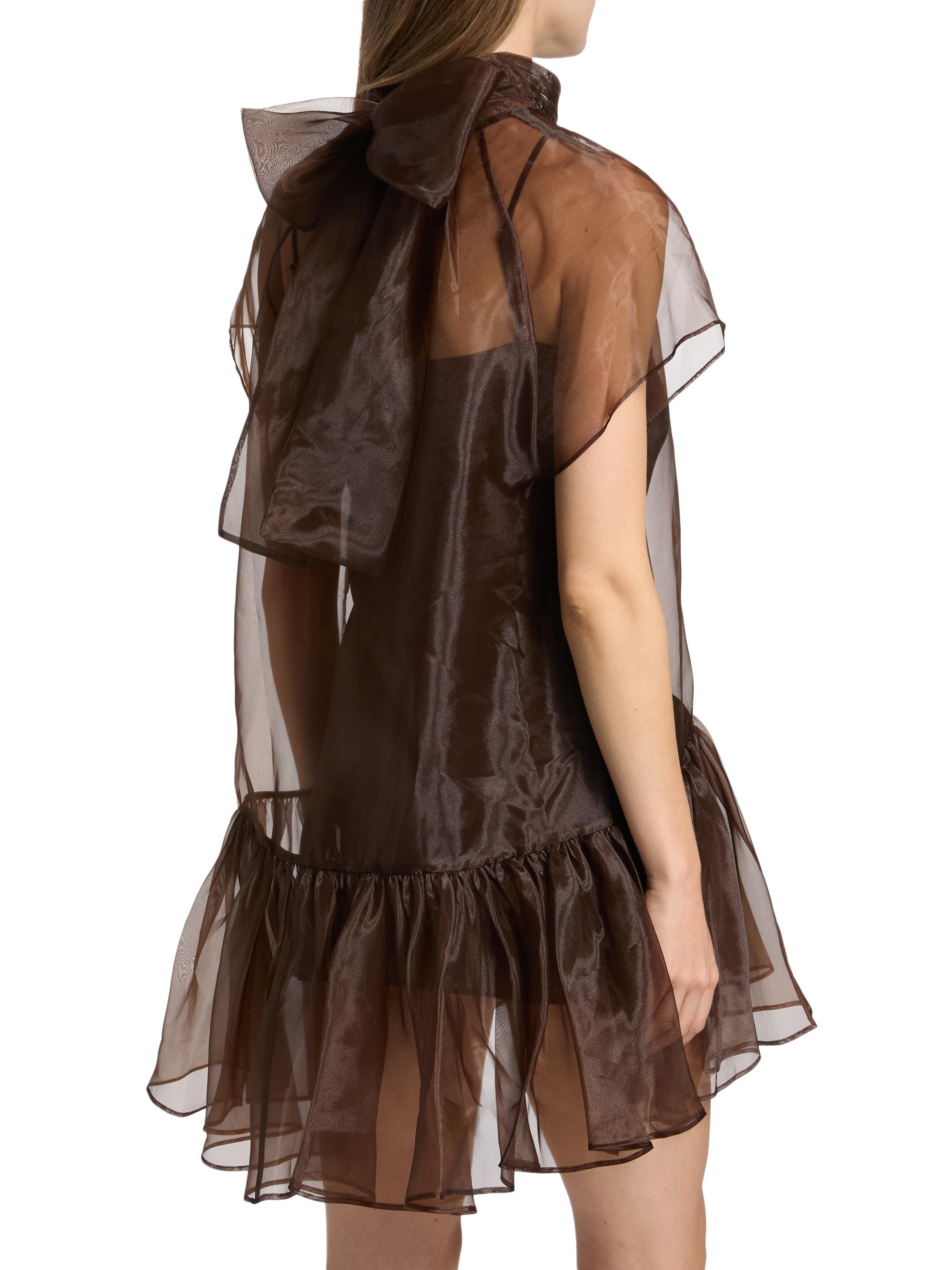 simkhai beaux tiered mini dress SIMKHAI Women's Ruffled Beaux Organza Dress in Midnight, Size 12