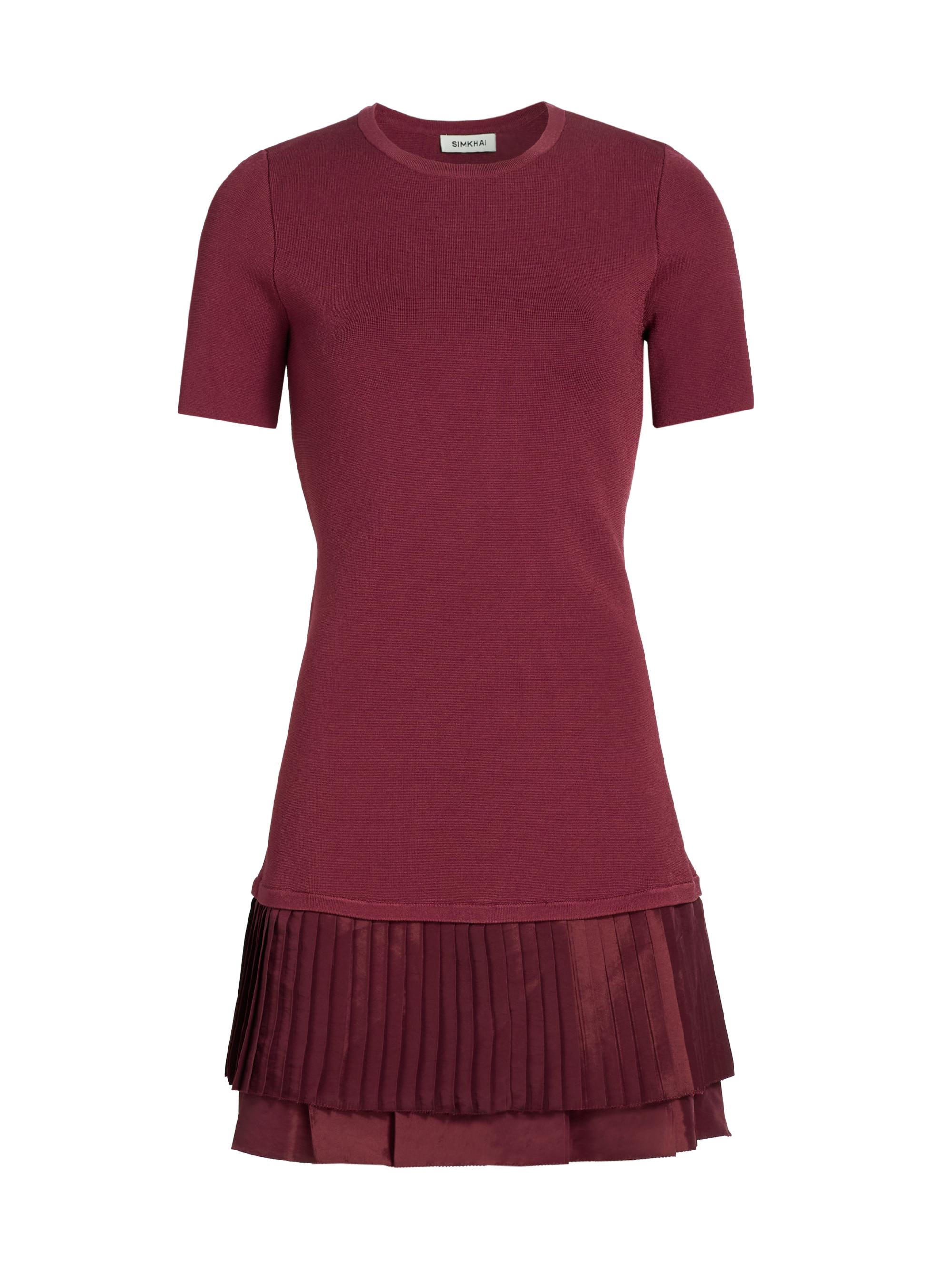 SIMKHAI Women's Lorin Mixed-Media A-Line Minidress - Cranberry