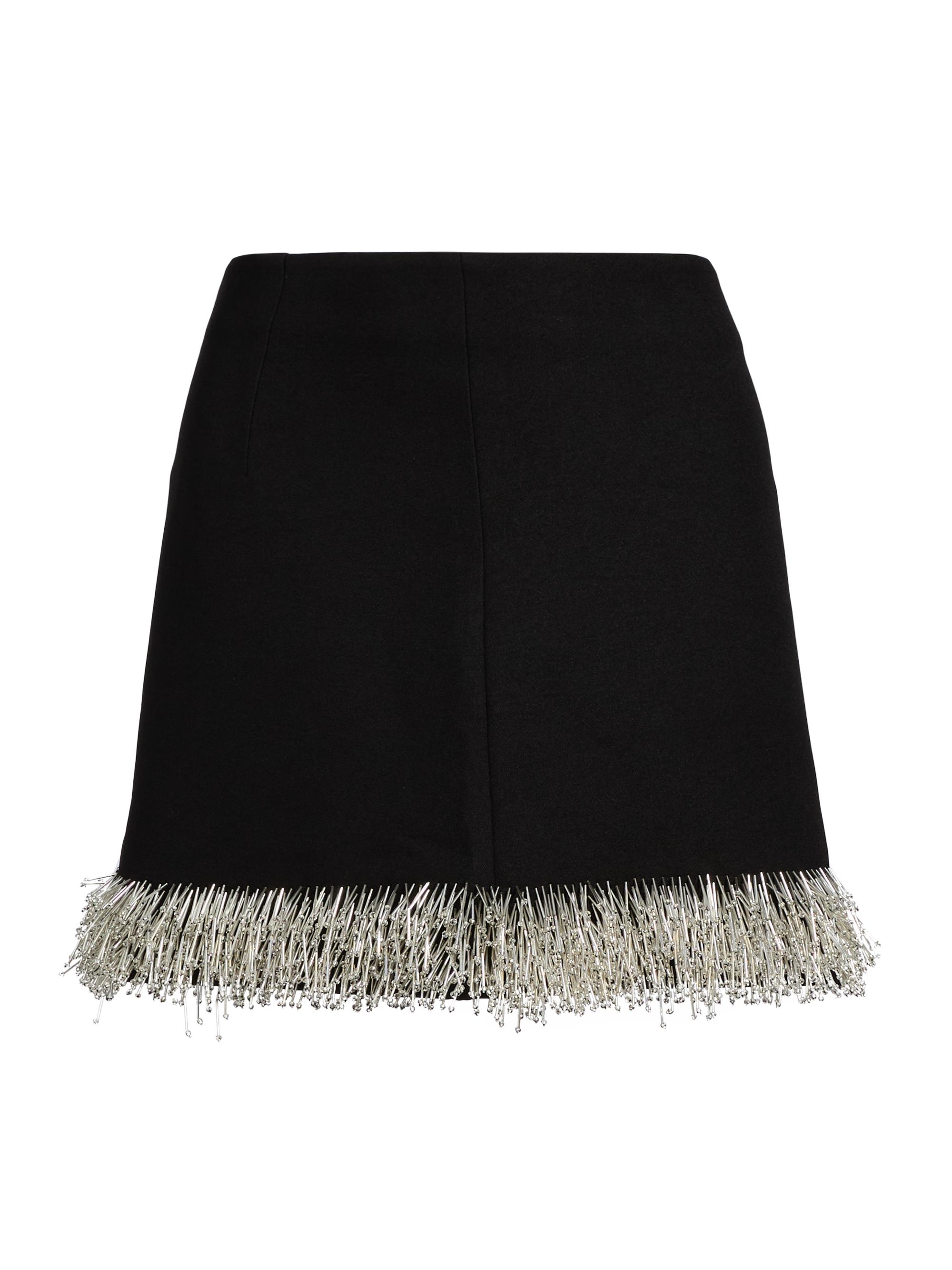 SIMKHAI Women's Dua Beaded Fringe Mini Skirt - Black