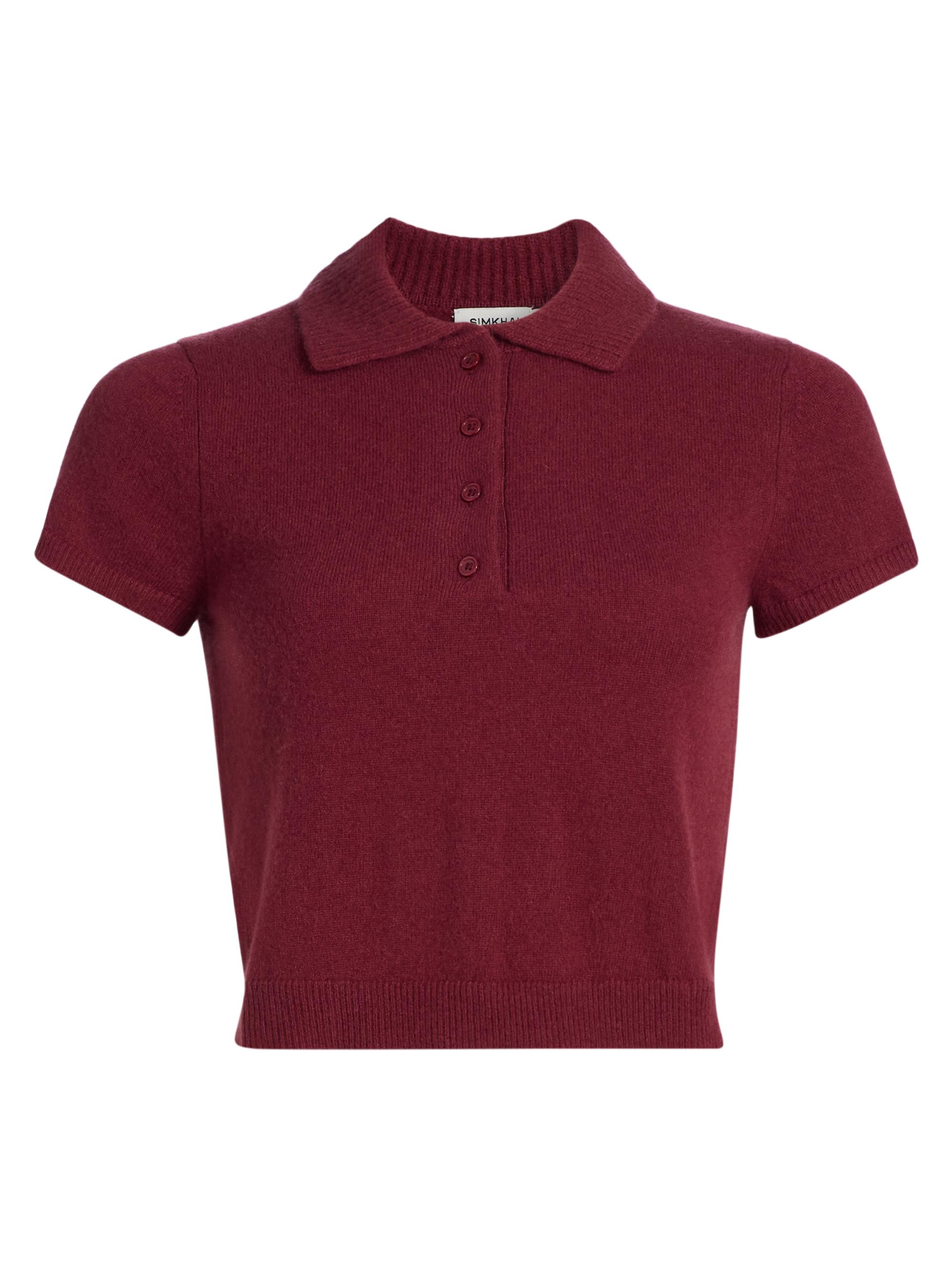SIMKHAI Women's Twila Cashmere Polo Shirt - Cranberry