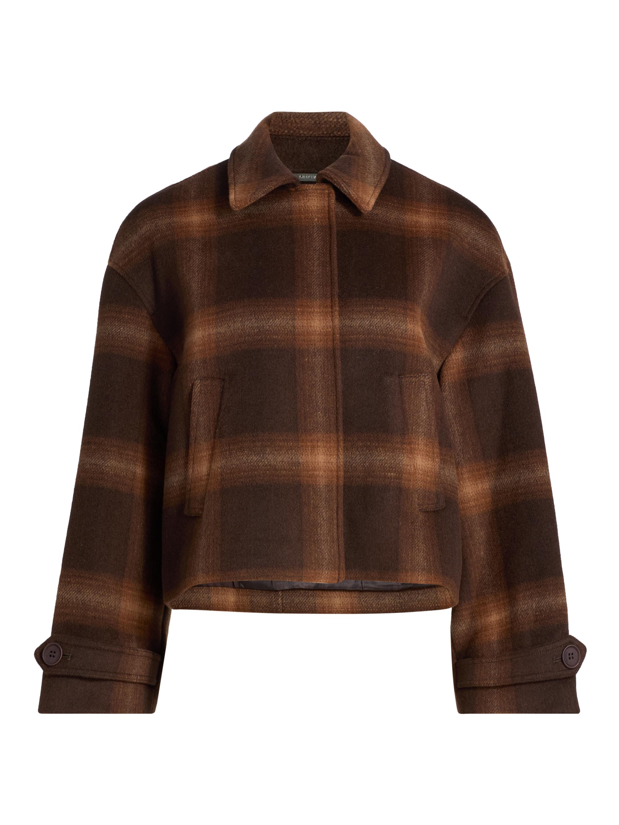 SIMKHAI Women's Colby Plaid Boxy Wool Jacket - Chocolate Plaid