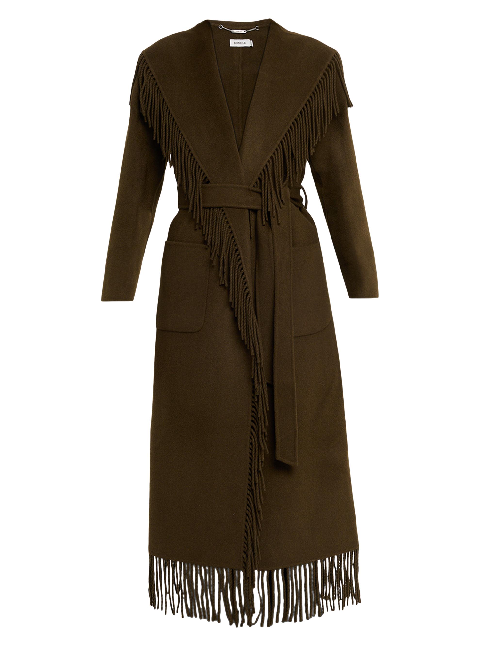 SIMKHAI Women's Carrie Fringed Longline Coat - Alligator