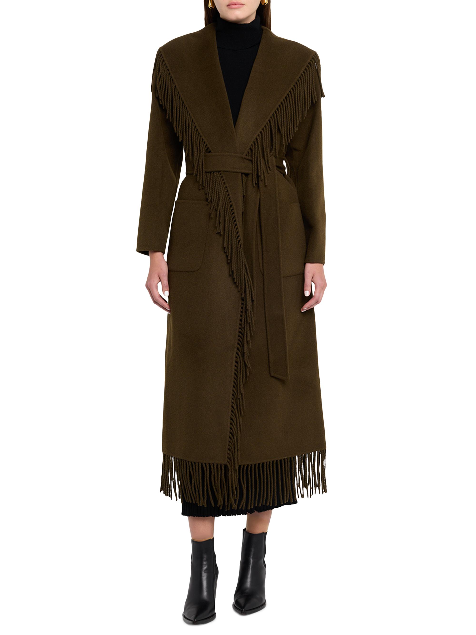 SIMKHAI Carrie Fringed Longline Coat | Saks Fifth Avenue