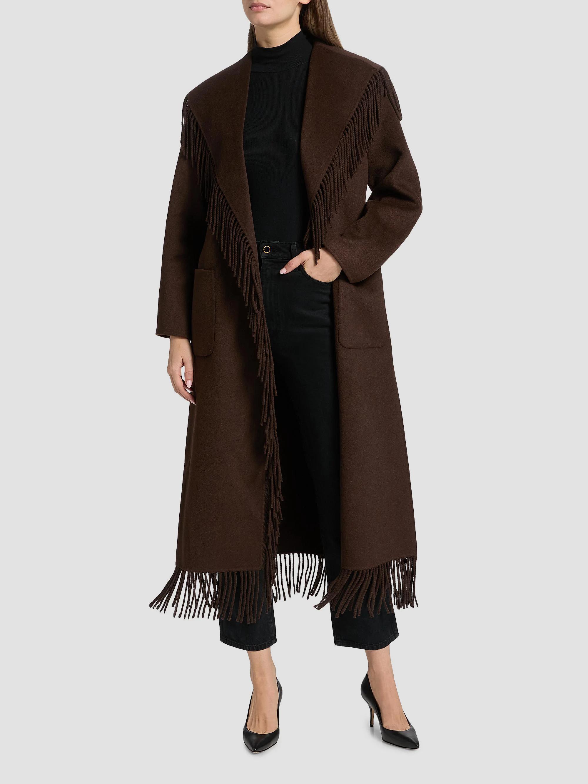 SIMKHAI Carrie Fringed Longline Coat | Saks Fifth Avenue