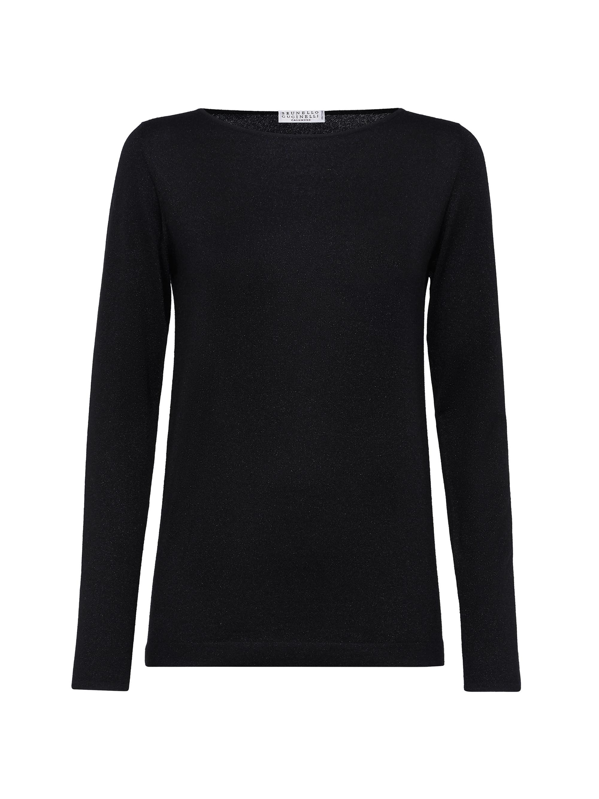 Brunello Cucinelli Women's Cashmere and Silk Sparkling Lightweight Sweater - Black