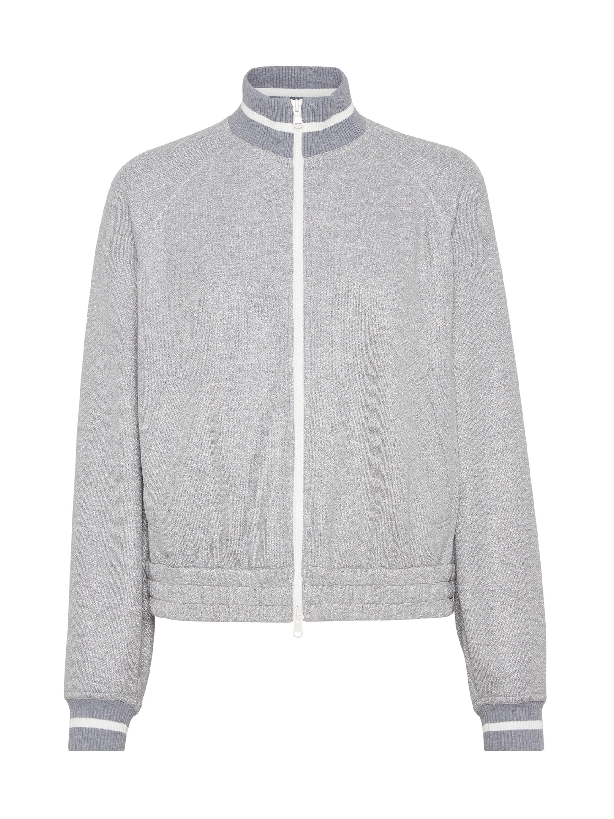 Brunello Cucinelli Women's Sparkling Pique Sweatshirt in Cotton and Viscose - Silver