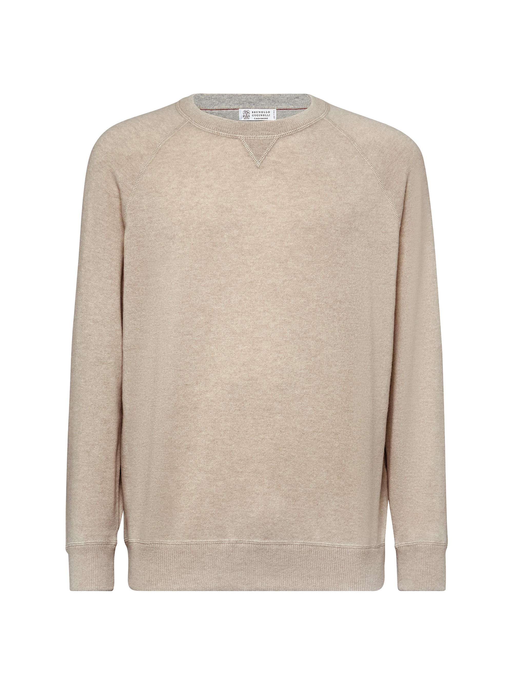 Brunello Cucinelli Men's Cashmere Sweatshirt Style Sweater - Sand