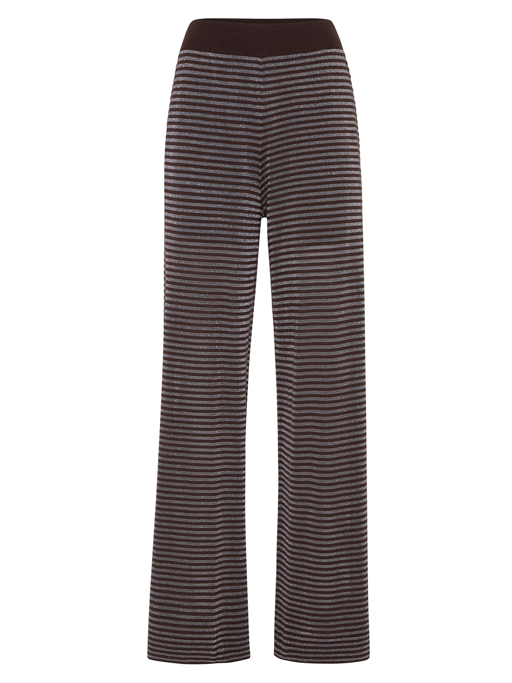 Brunello Cucinelli Women's Sparkling Stripes Lightweight Knit Trousers - Cocoa