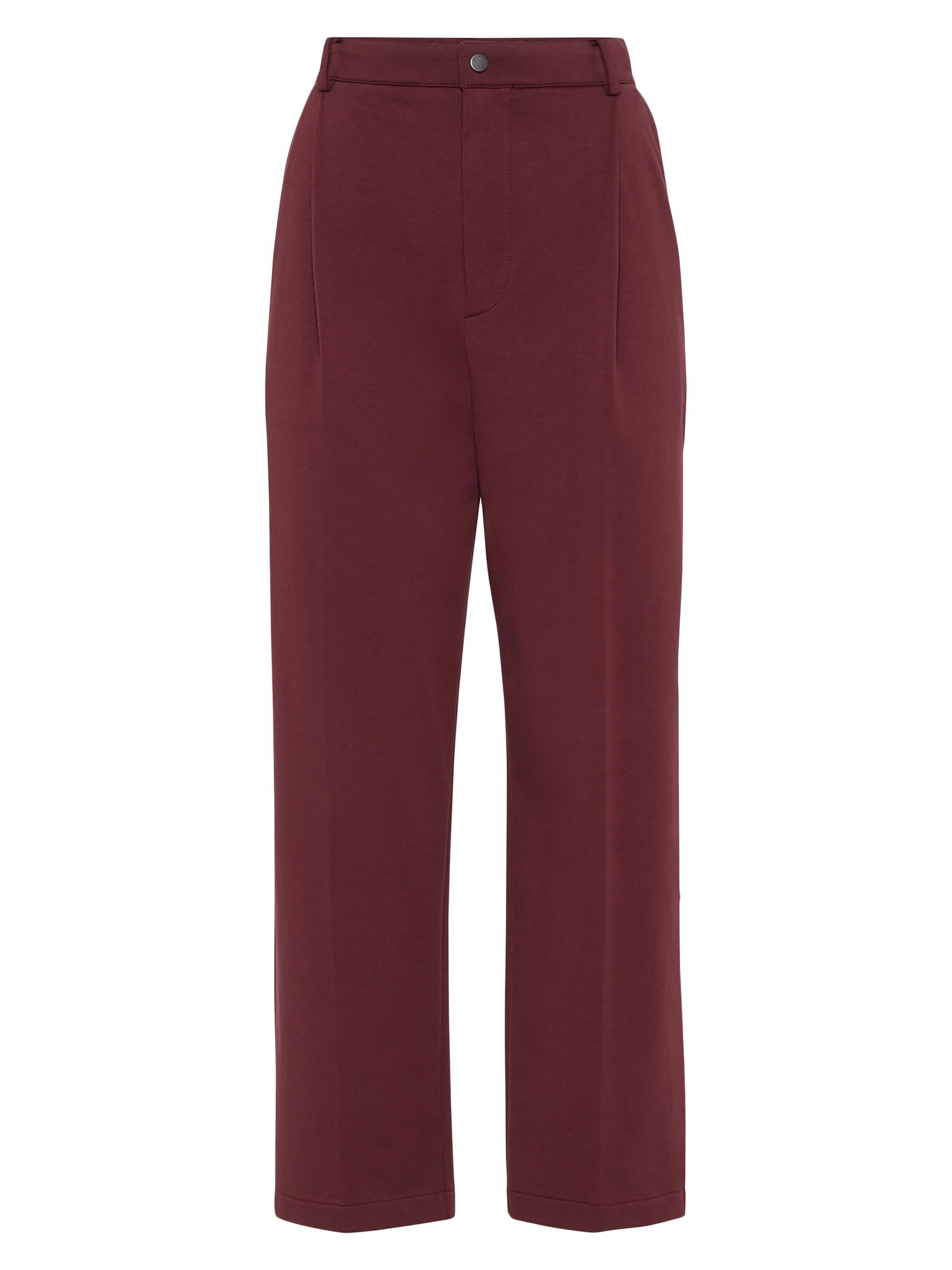 Brunello Cucinelli Women's Stretch Cotton Lightweight French Terry Cropped Trousers - Amaranth Red