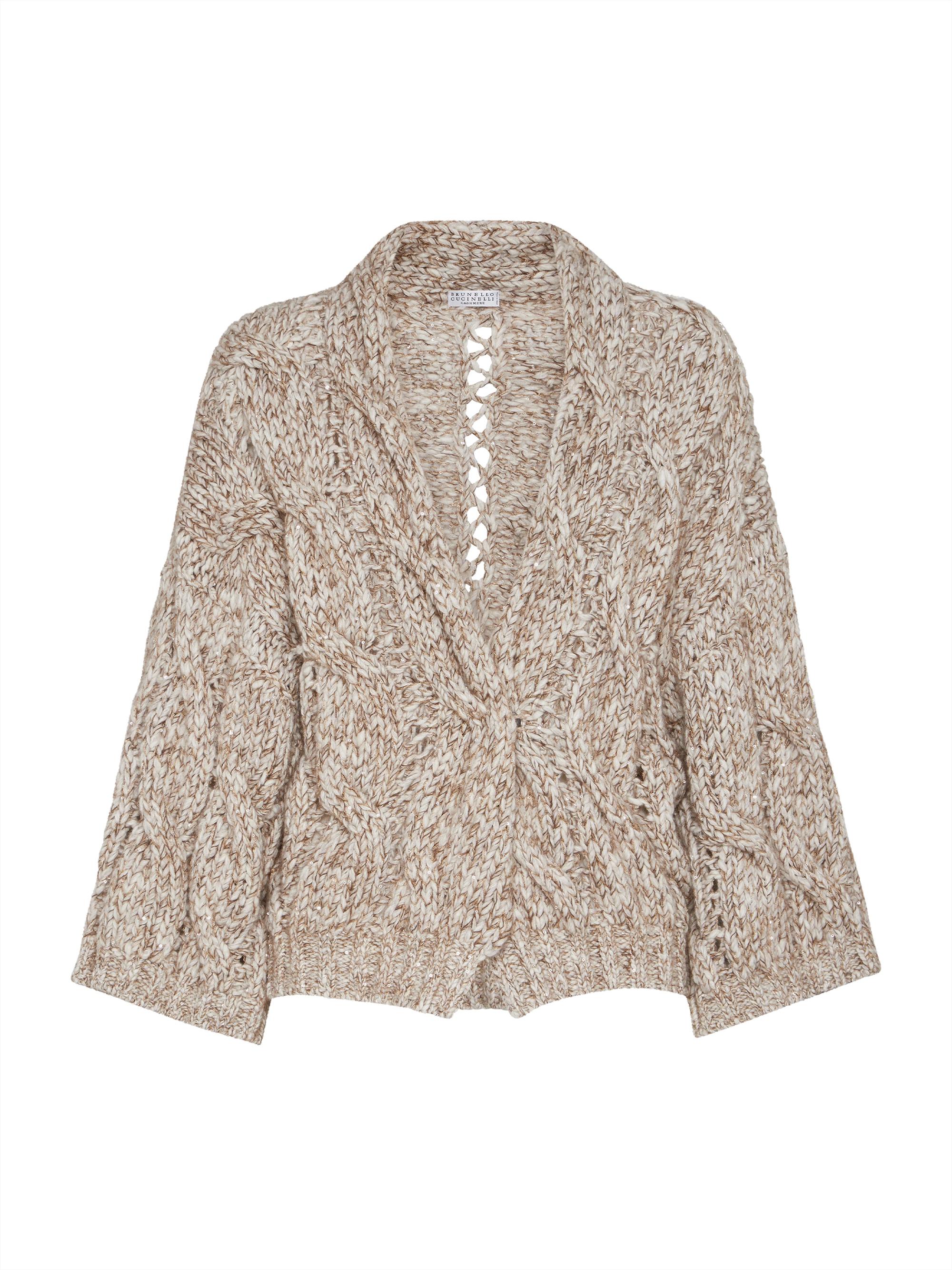 Brunello Cucinelli Foliage Lace Cardigan in Linen and Silk
