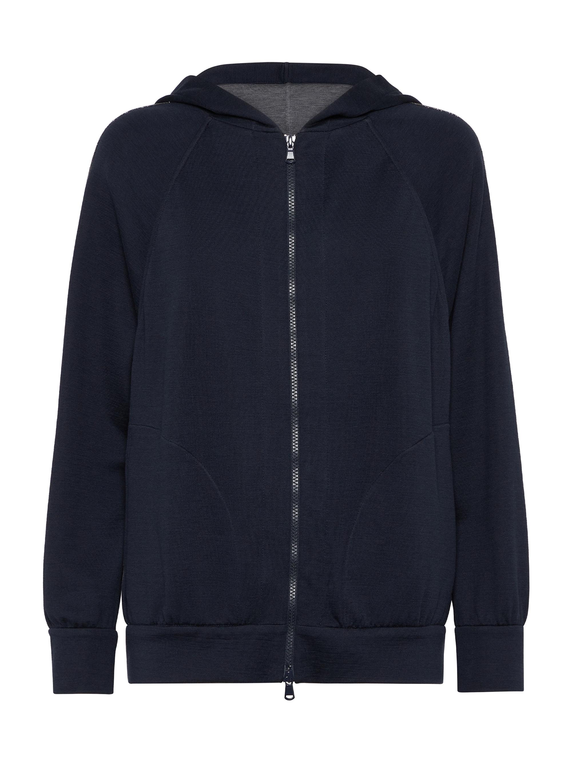Brunello Cucinelli Women's Cotton and Silk Interlock Hooded Sweatshirt - Night