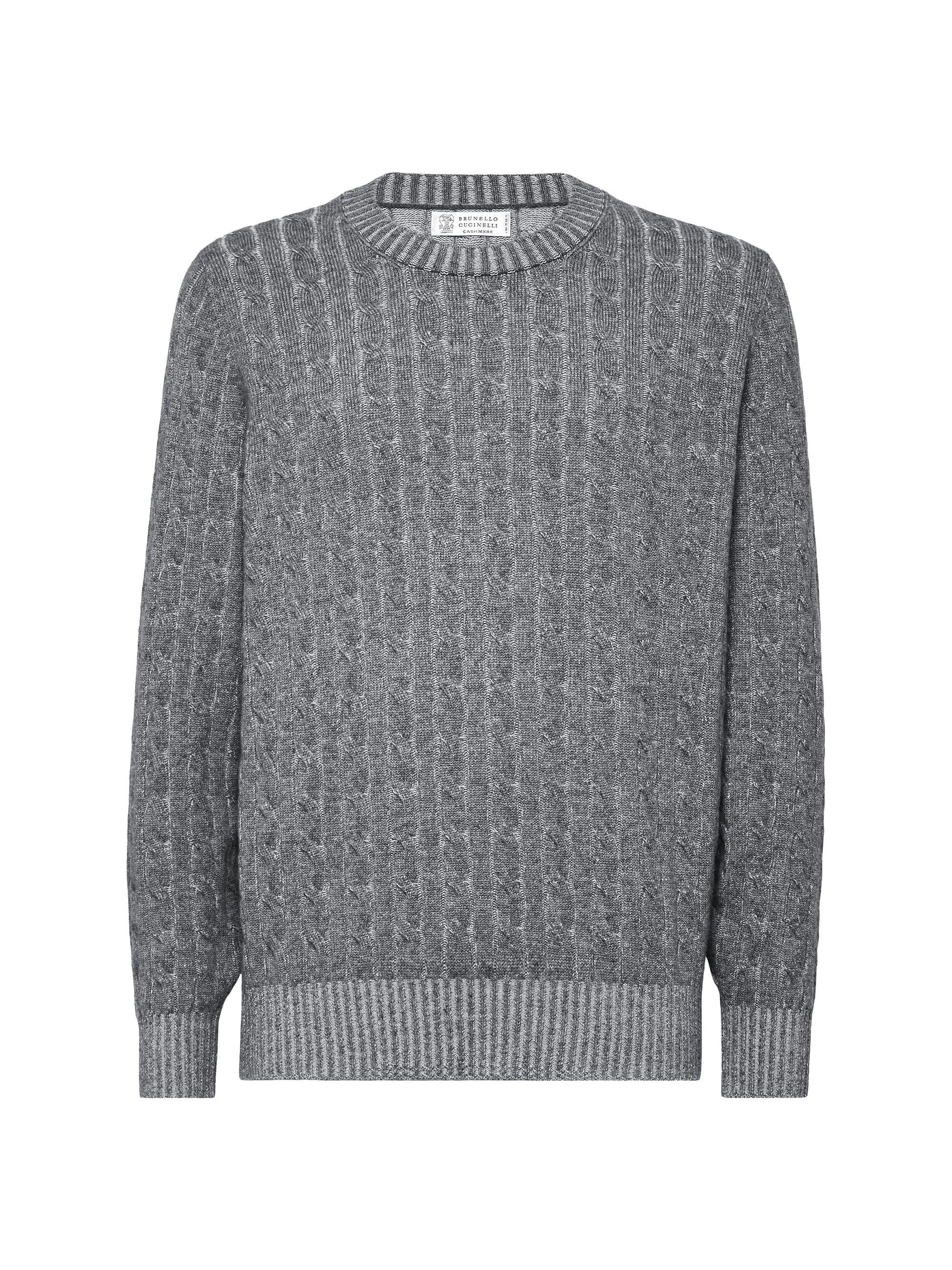 Brunello Cucinelli Men's Cashmere Vanisé Cable Knit Sweater - Dark Grey