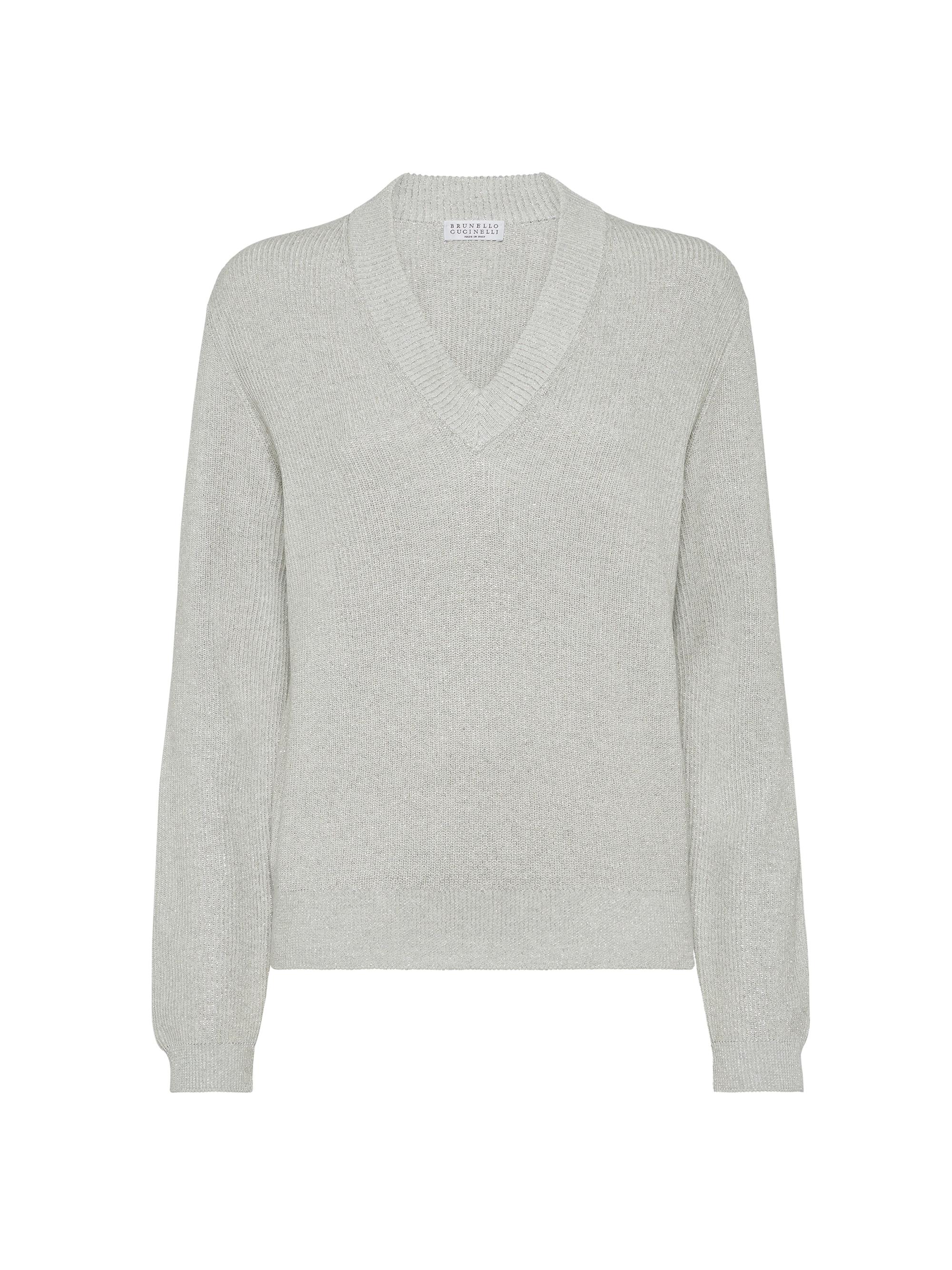 Brunello Cucinelli Women's Sparkling Cotton Vanisé English Rib Sweater - Fog