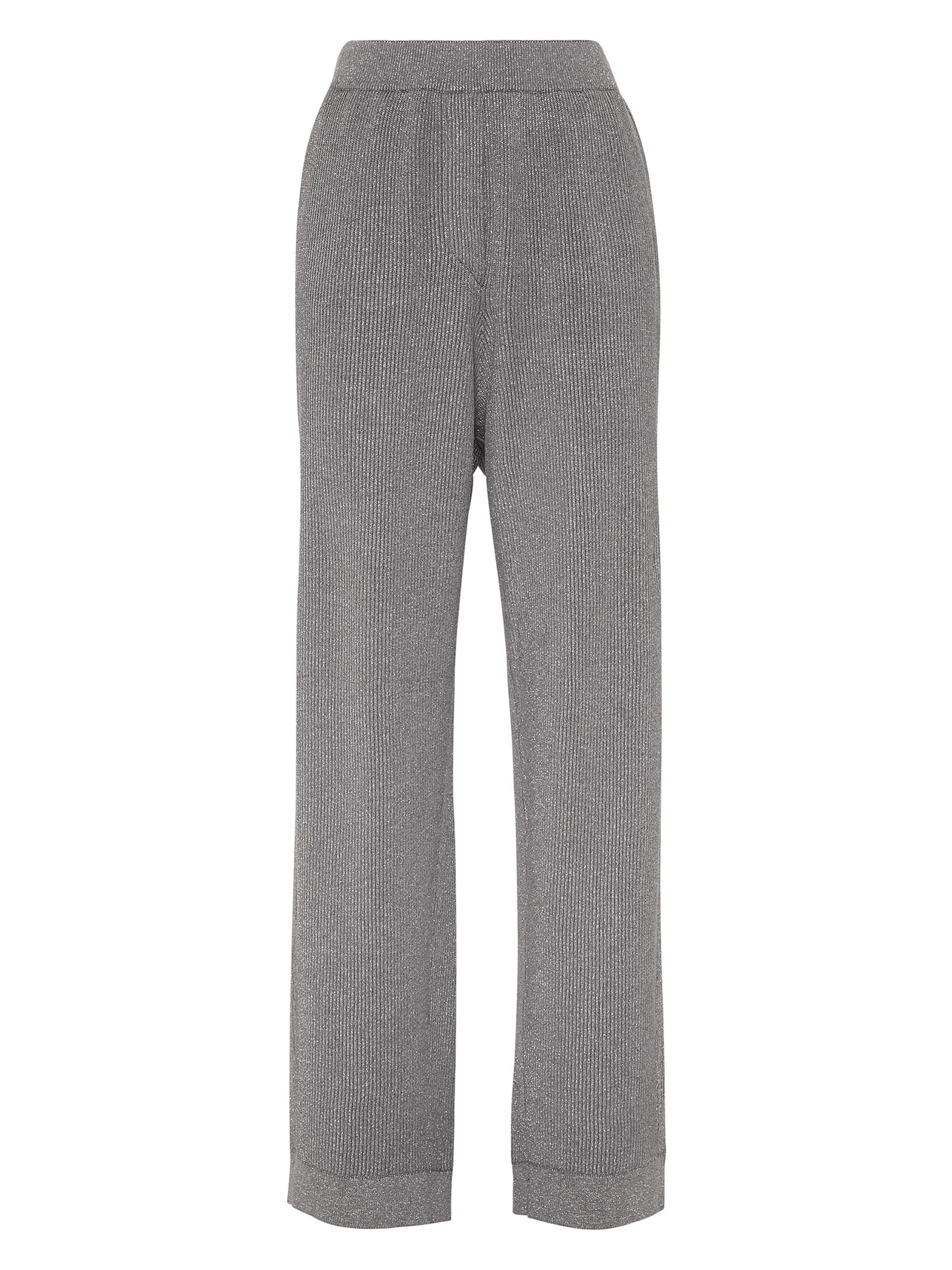 Brunello Cucinelli Women's Sparkling Cotton Vanisé English Rib Knit Trousers - Silver