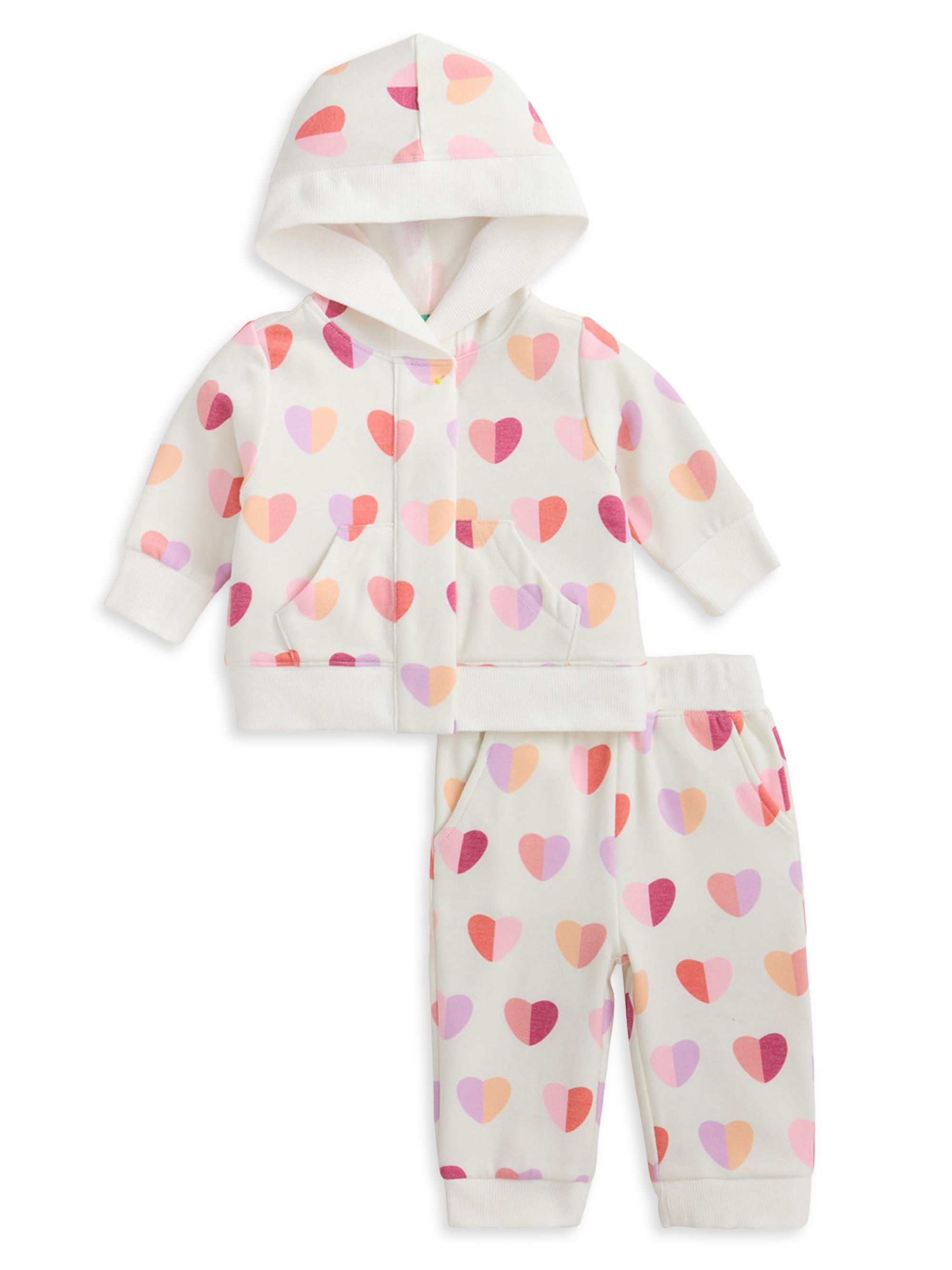 Magnetic Me Baby's & Little Girl's Hearts Brushed Fleece Sweatsuit Set - Pink
