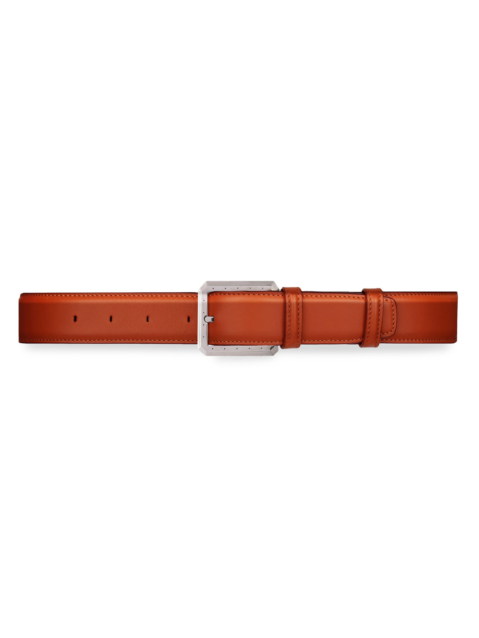 Stefano Ricci Men's Handmade Antique Italian Calfskin Leather Belt - Orange