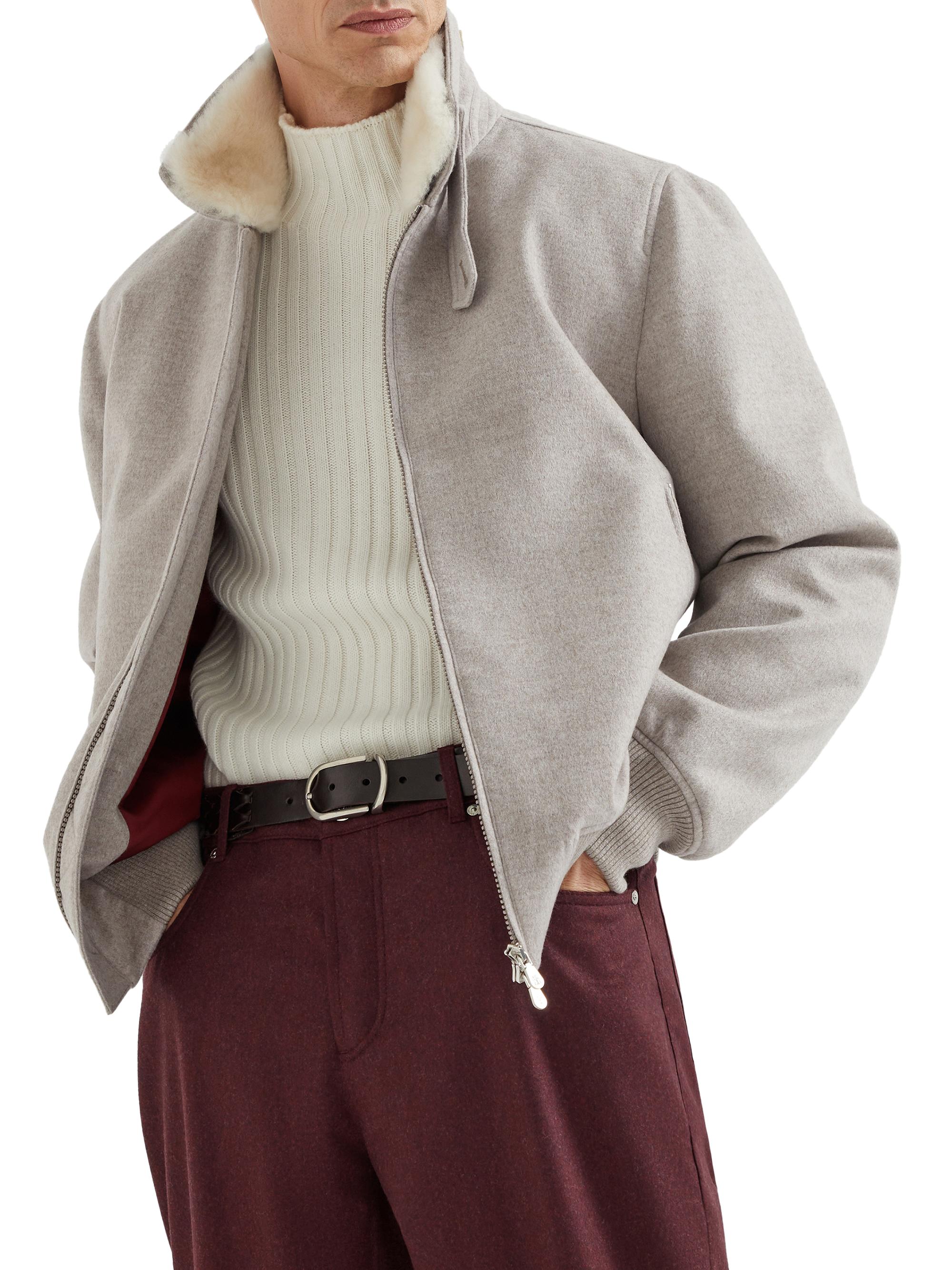 Brunello Cucinelli Bonded Cashmere Bomber Jacket with