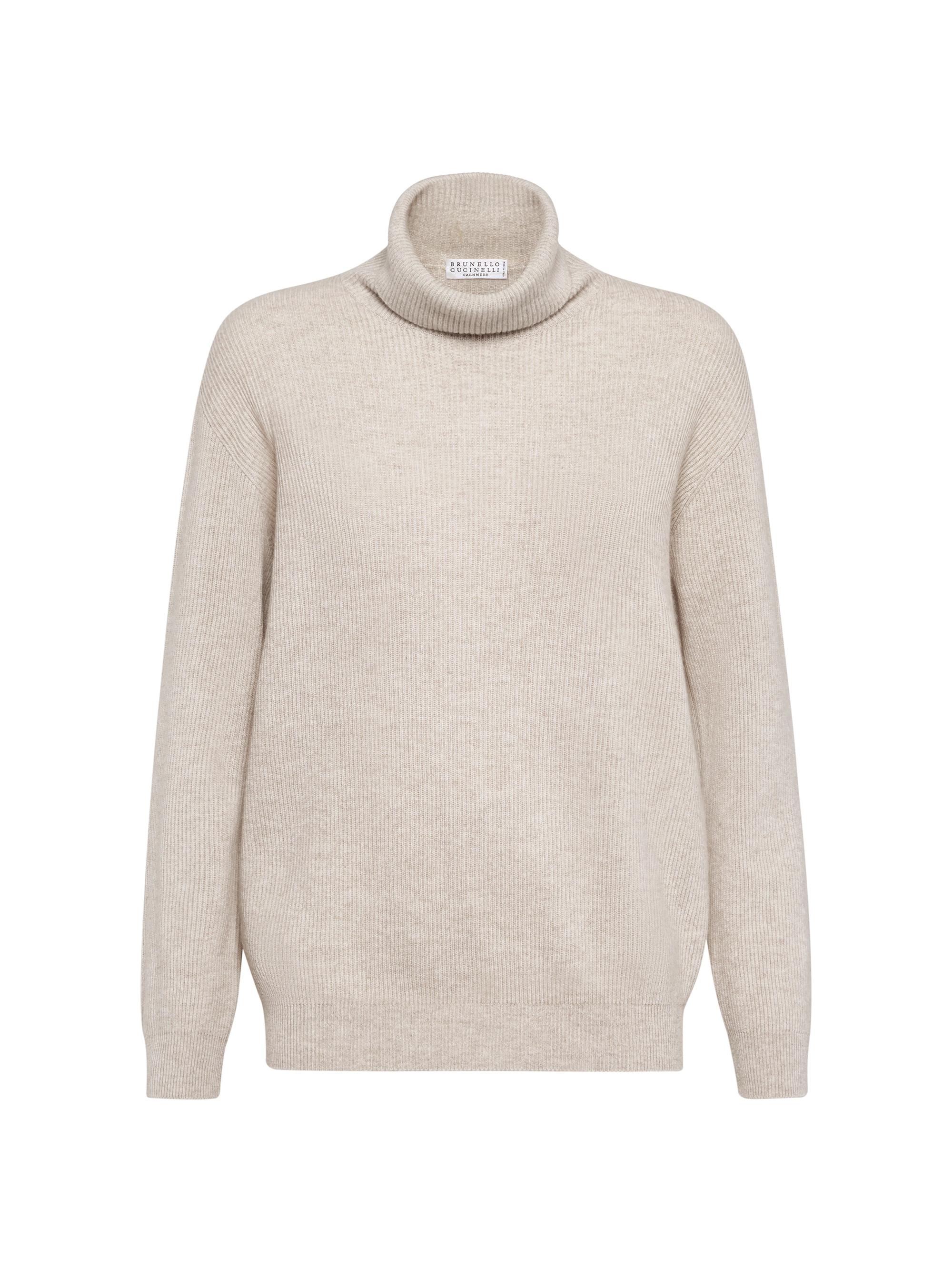 Brunello Cucinelli Women's Cashmere English Rib Turtleneck Sweater - Oyster