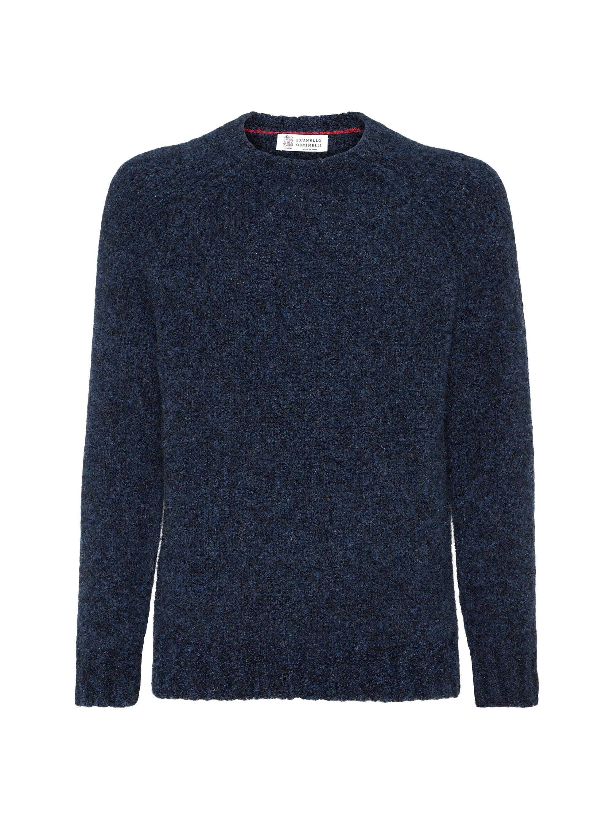 Brunello Cucinelli Men's Flecked Alpaca, Virgin Wool and Cashmere Sweater - Navy Blue