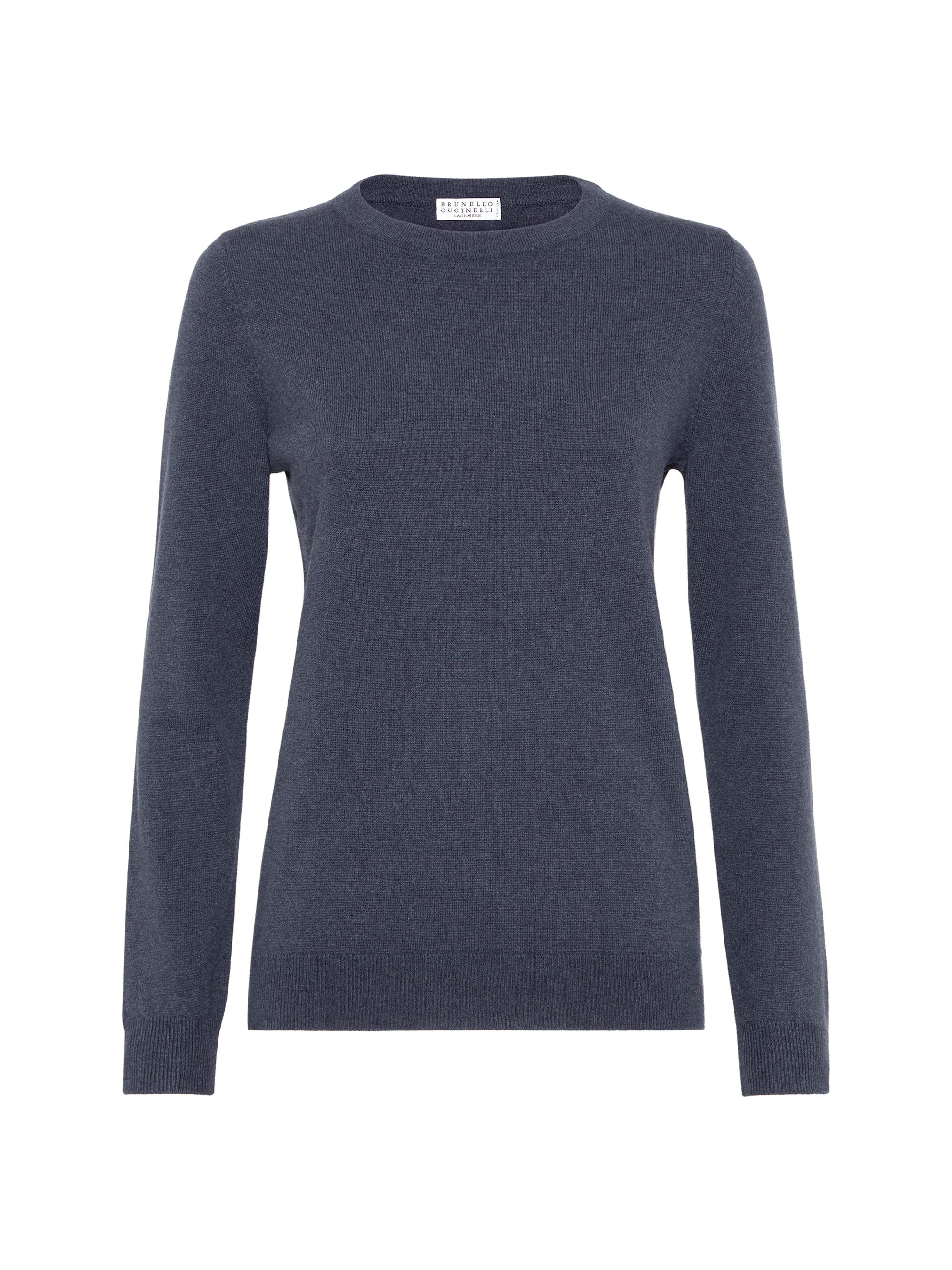 Brunello Cucinelli Women's Cashmere Sweater with Monili - Navy Blue