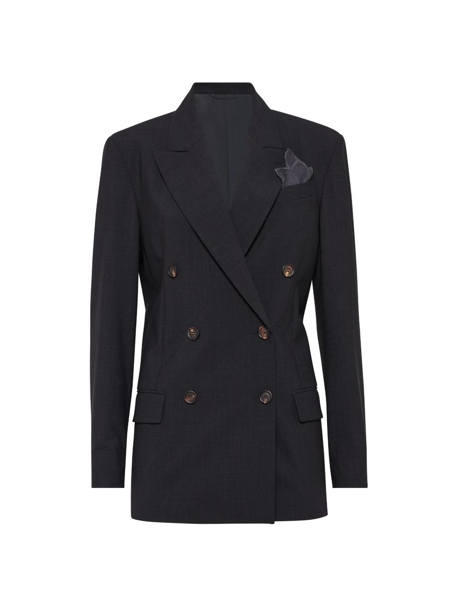 ジャケット BRUNELLO CUCINELLI TROPICAL LUXURY WOOL JACKET Brunello Cucinelli Tropical Luxury Wool Blazer with Monili