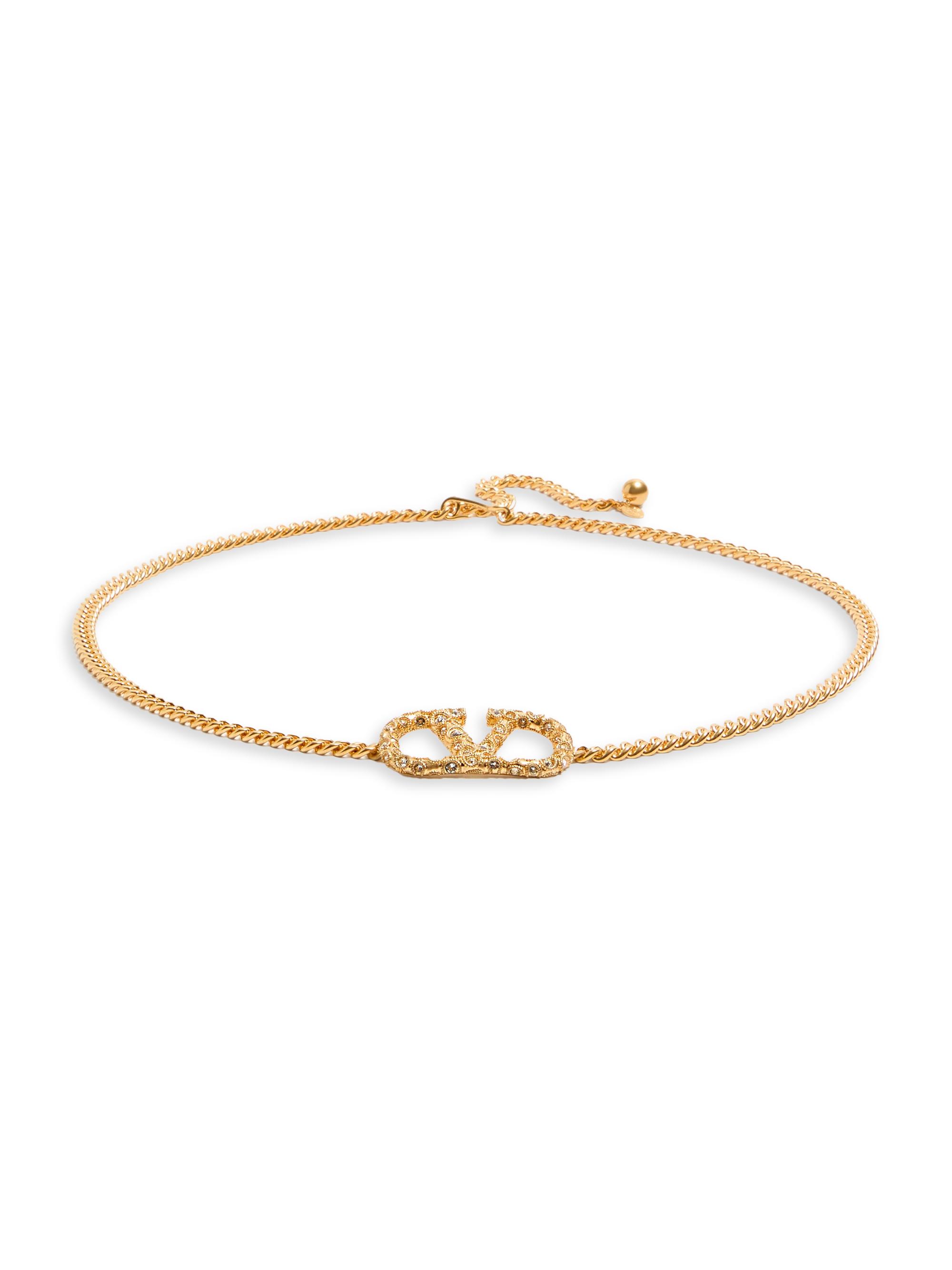 Valentino Garavani Women's Vlogo Signature Chain Belt with Crystals - Antique Brass