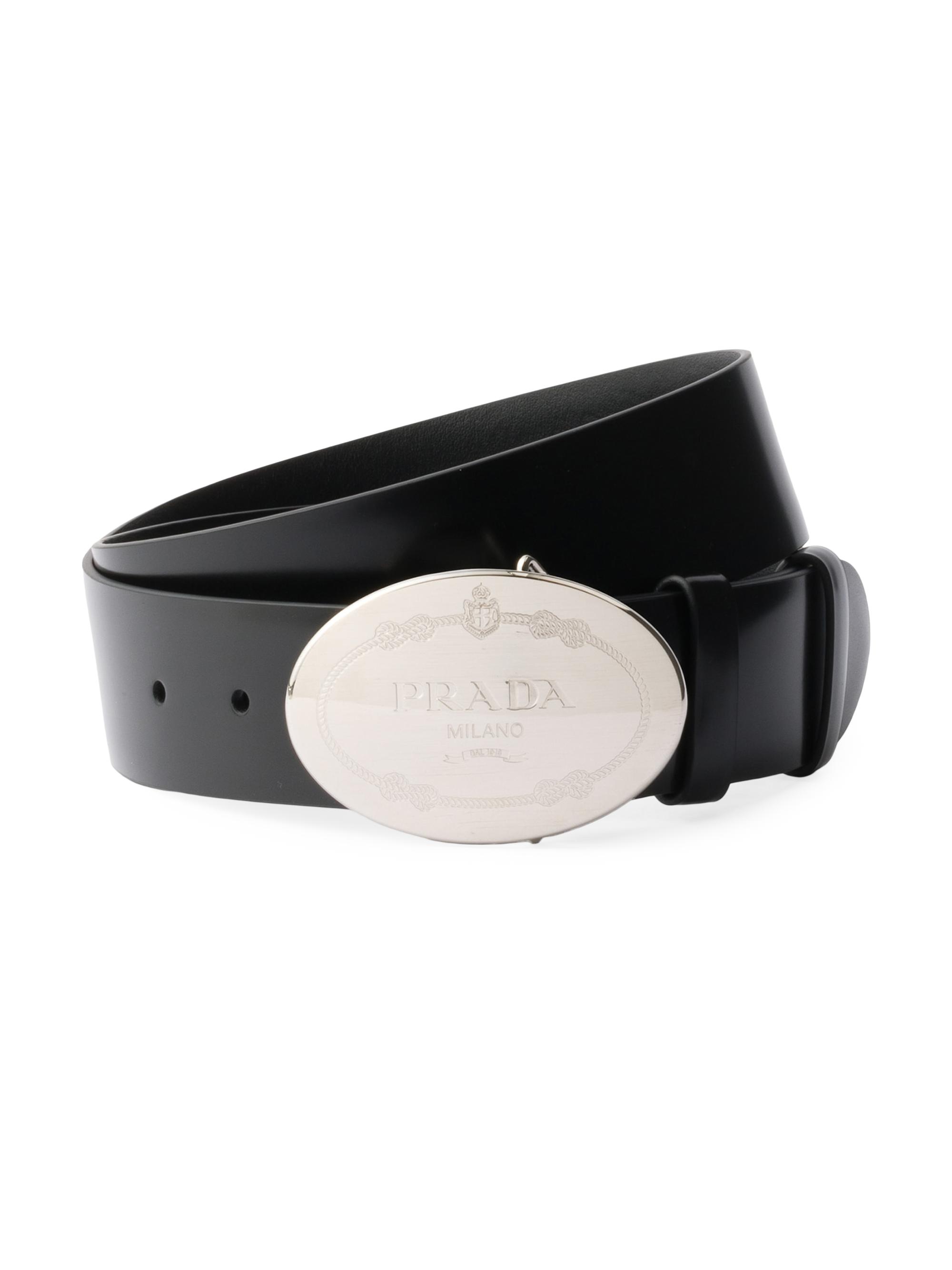 Prada Men's Brushed Leather Belt - Black