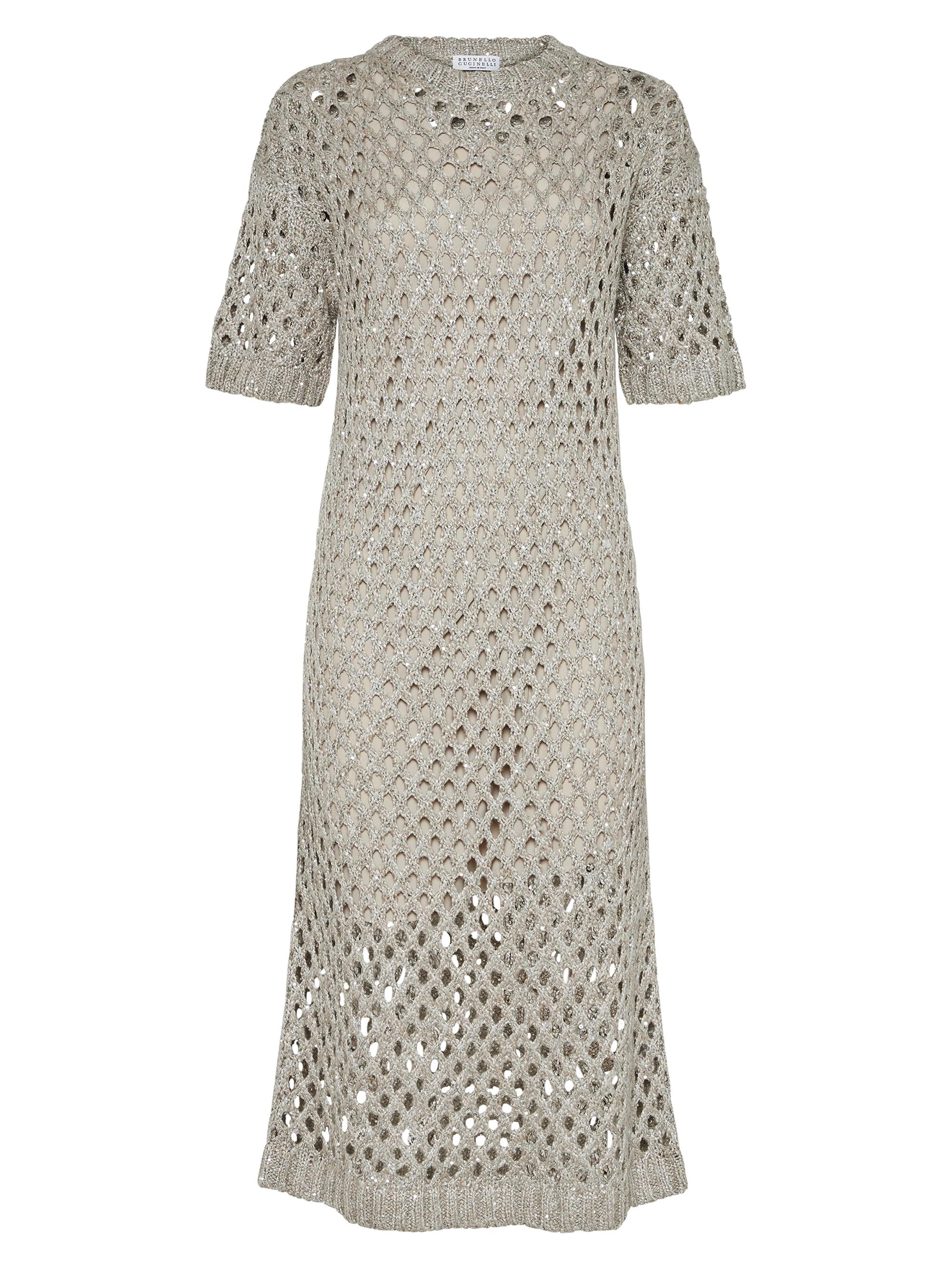 Brunello Cucinelli Silk and Linen Dazzling Net Knit Dress