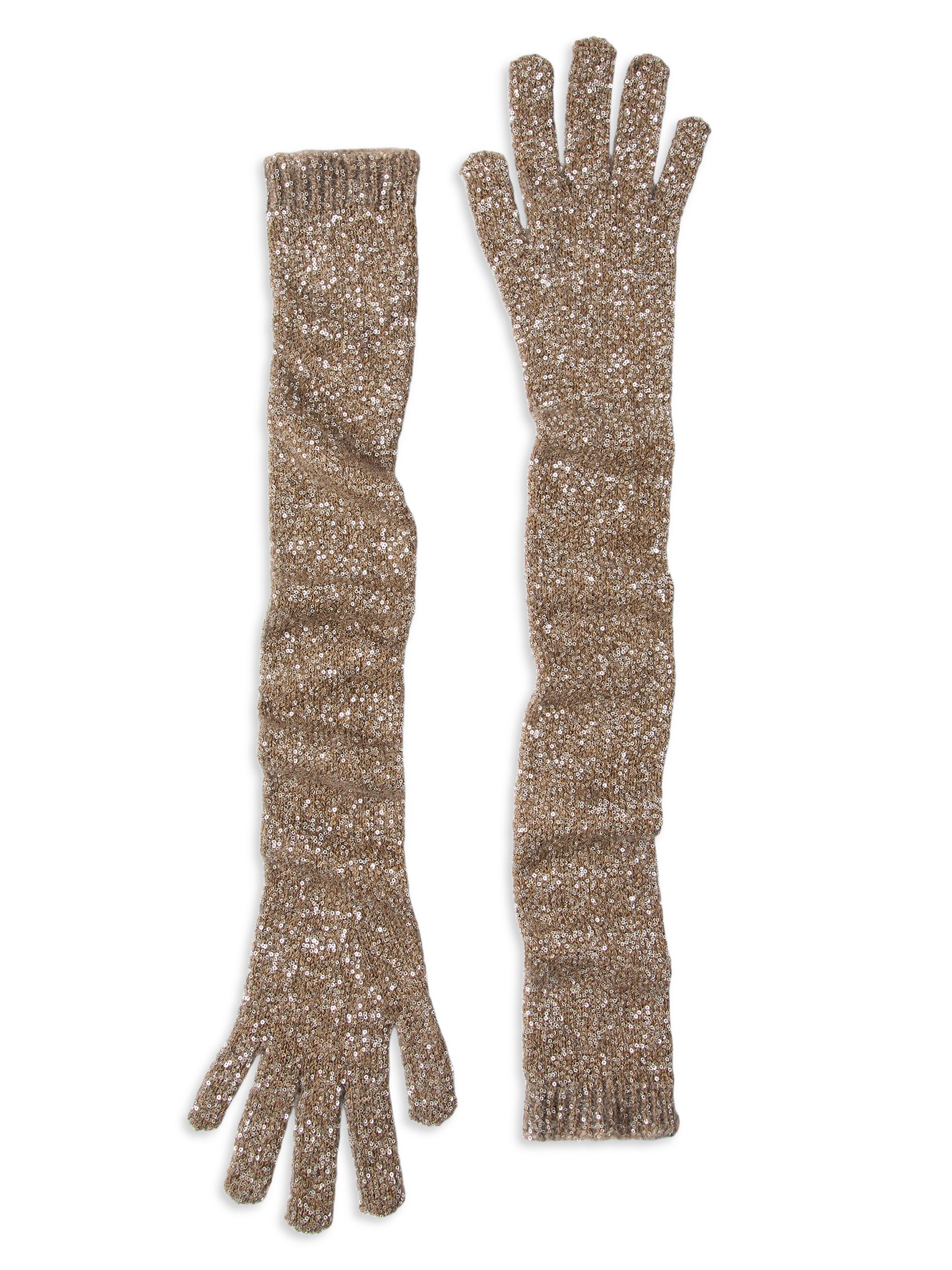 Brunello Cucinelli Women's Dazzling Knit Gloves - Beige